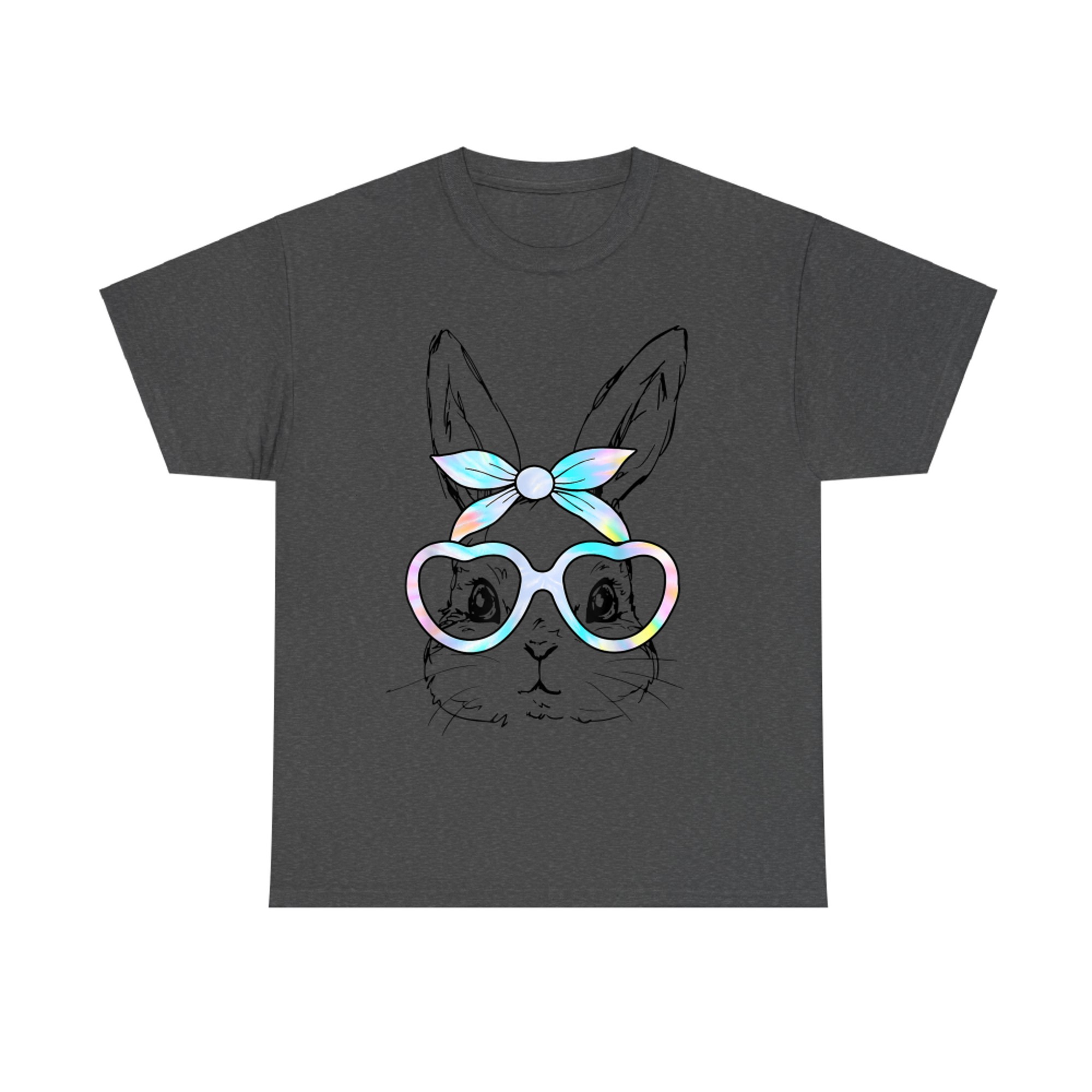 Cute Bunny Rabbit Face Tie Dye Glasses Girl Happy Easter Day T-Shirt