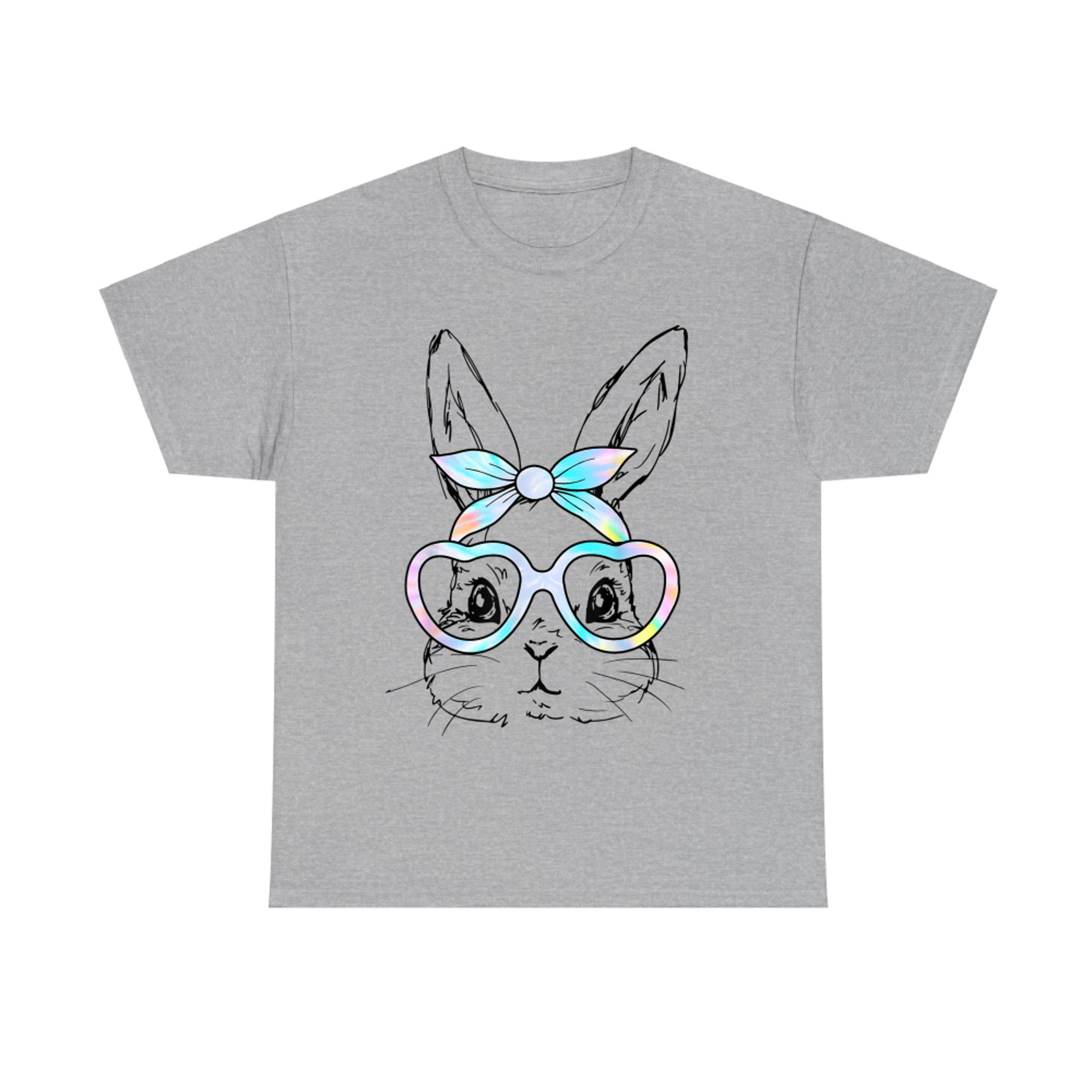 Cute Bunny Rabbit Face Tie Dye Glasses Girl Happy Easter Day T-Shirt