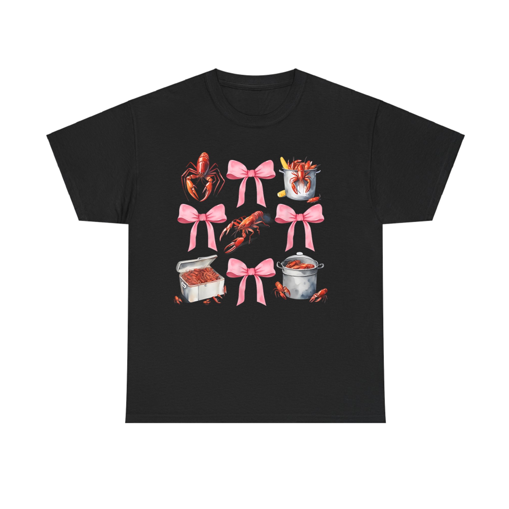 Cute Crawfish Boil Coquette Aesthetic Pink Bow Y2K Southern Style T-Shirt