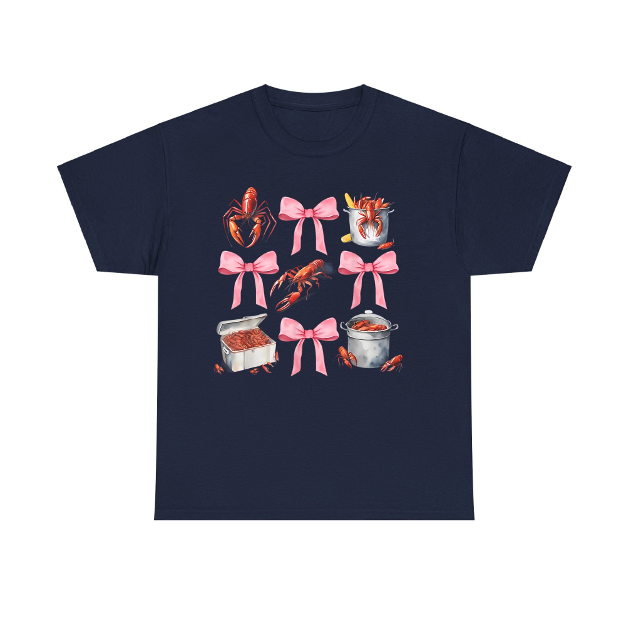 Cute Crawfish Boil Coquette Aesthetic Pink Bow Y2K Southern Style T-Shirt