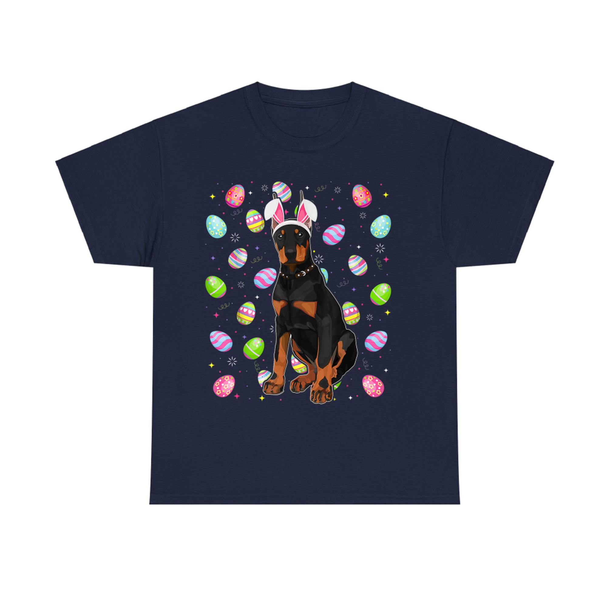 Doberman Dog Easter Egg Lover Funny Doberman Easter Sunday T-Shirt