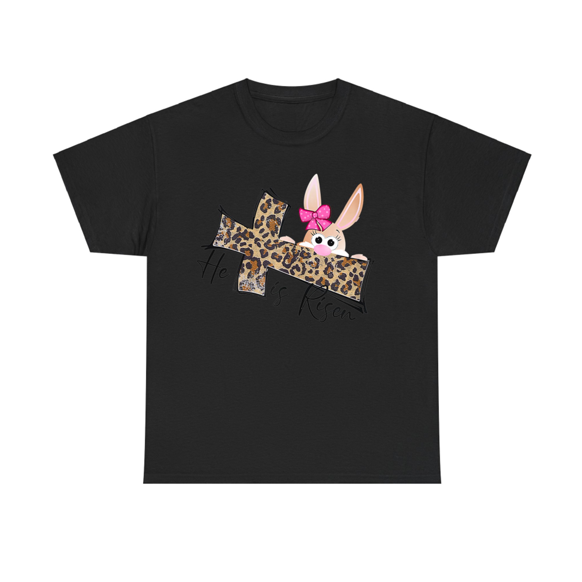 Easter Gift Christian Bunny He Is Risen Leopard T-Shirt