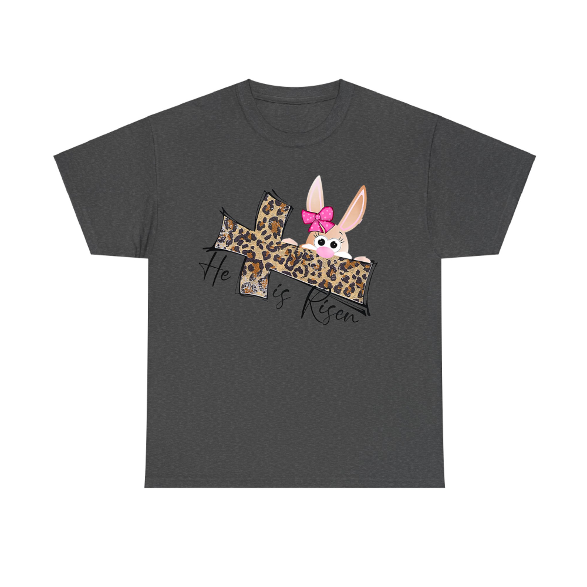 Easter Gift Christian Bunny He Is Risen Leopard T-Shirt