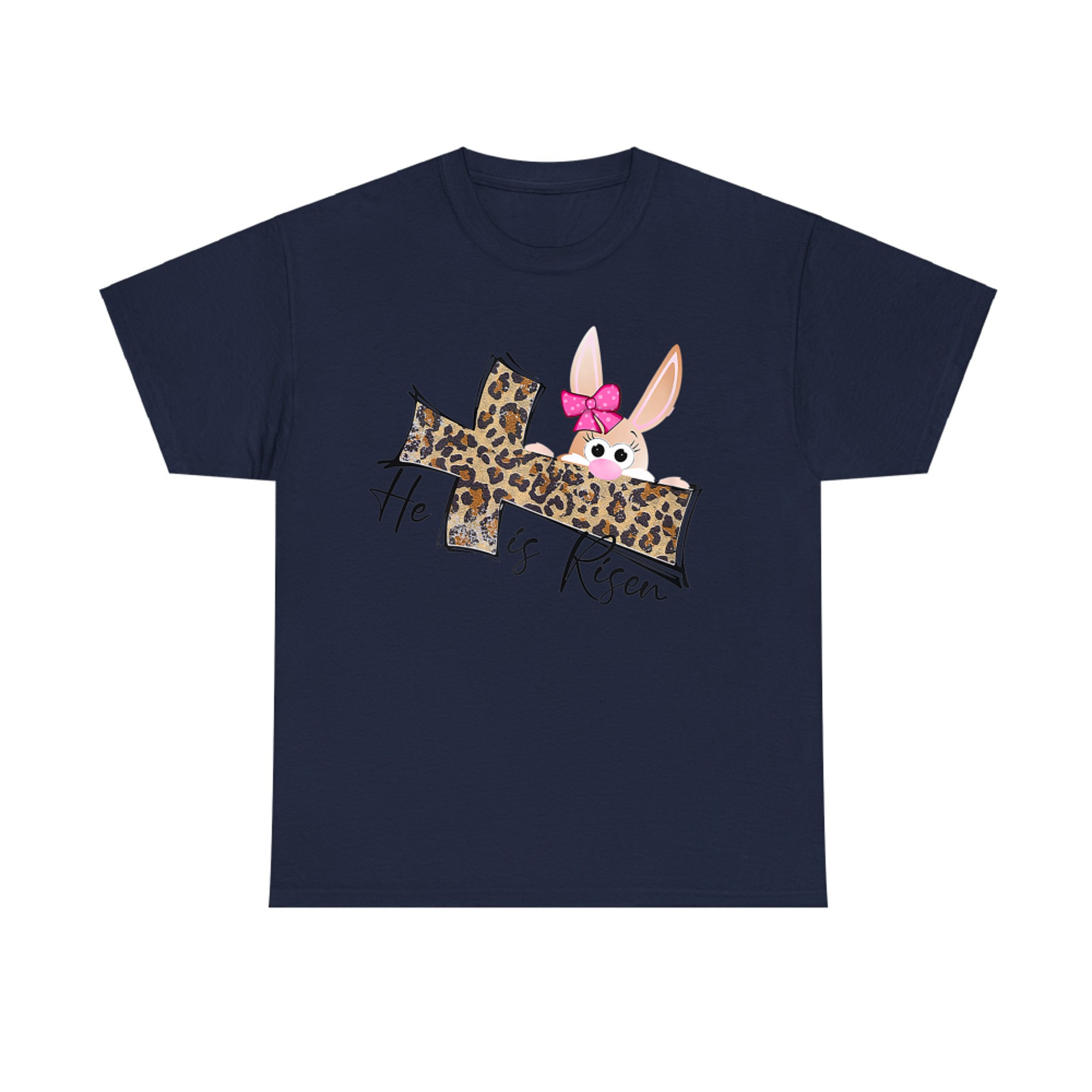 Easter Gift Christian Bunny He Is Risen Leopard T-Shirt