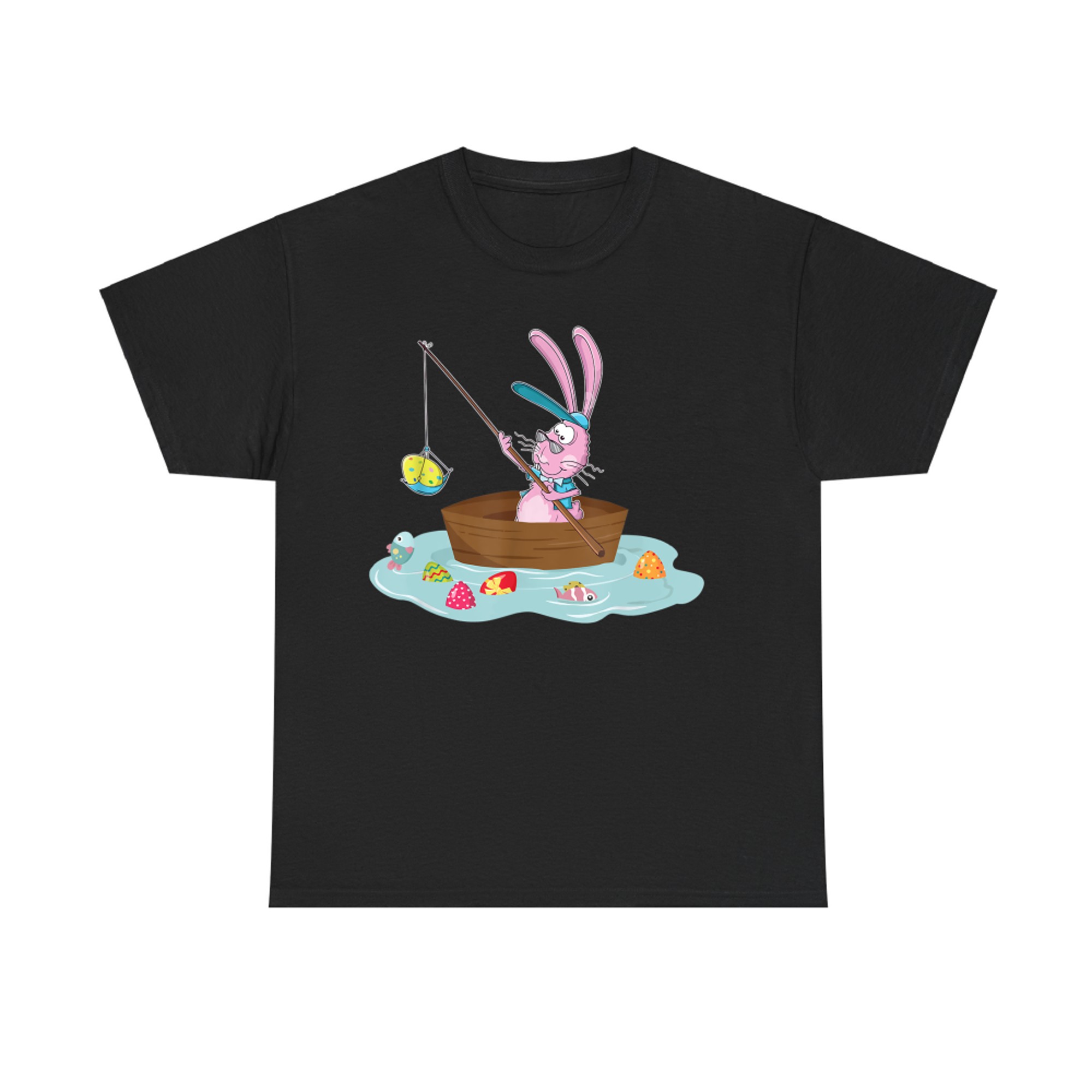 Funny Bunny Fishing Egg Hunting Easter Sunday T-Shirt