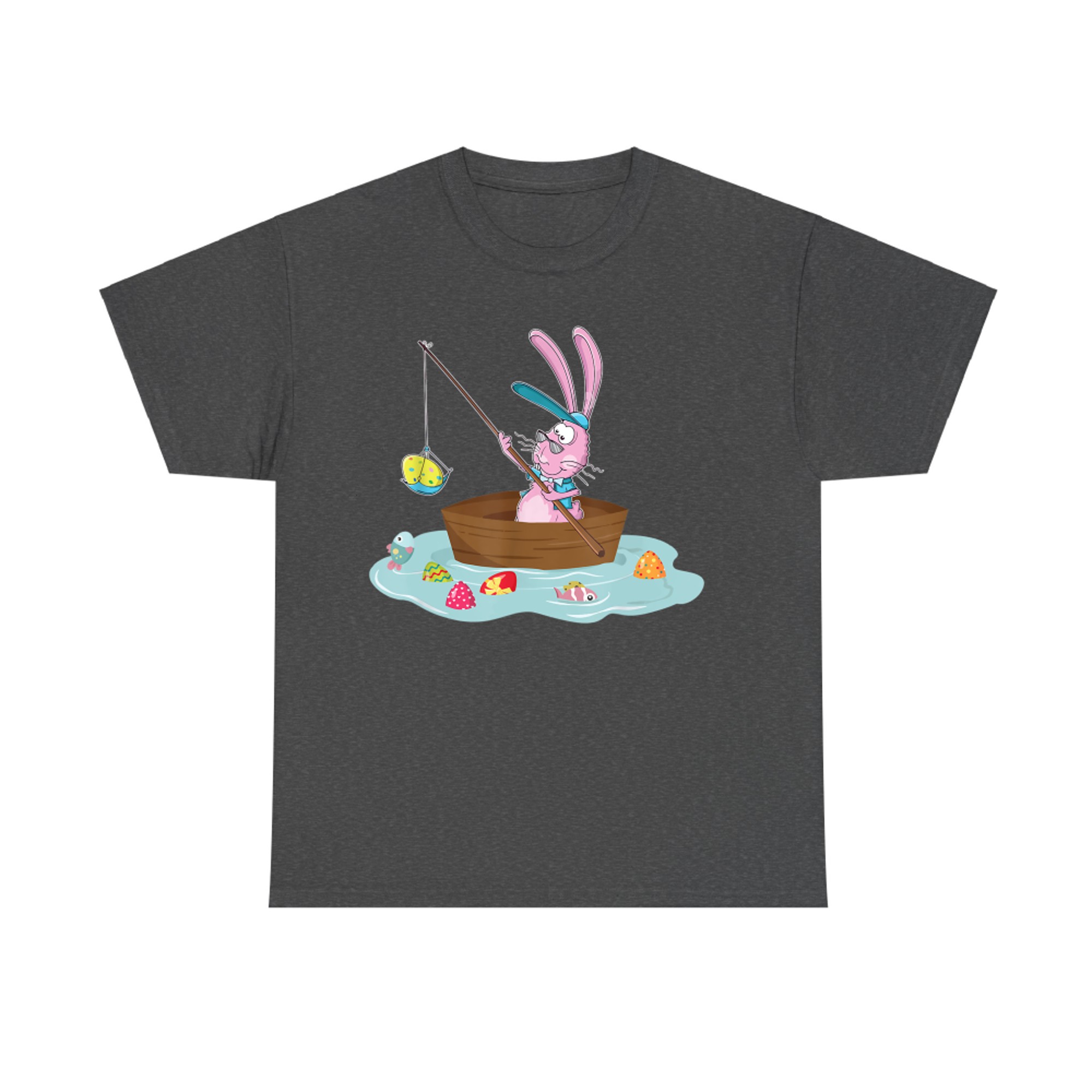 Funny Bunny Fishing Egg Hunting Easter Sunday T-Shirt