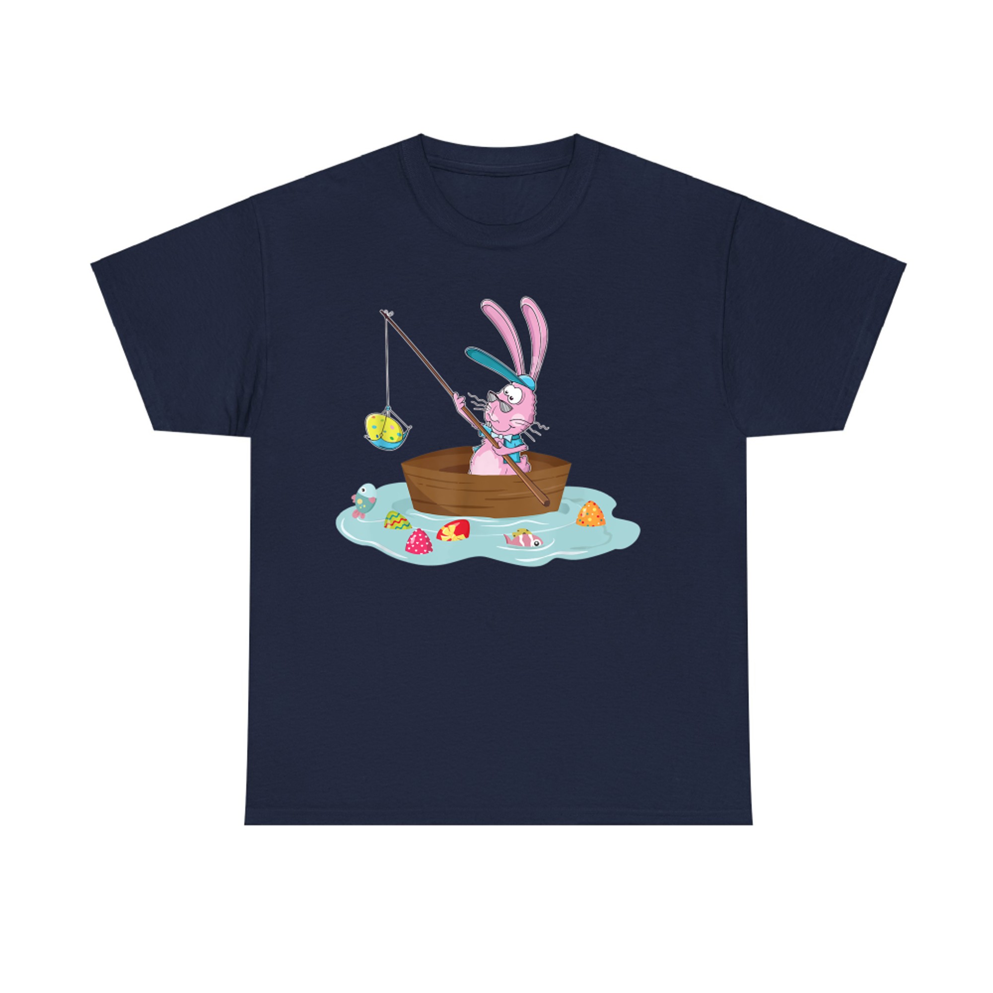 Funny Bunny Fishing Egg Hunting Easter Sunday T-Shirt
