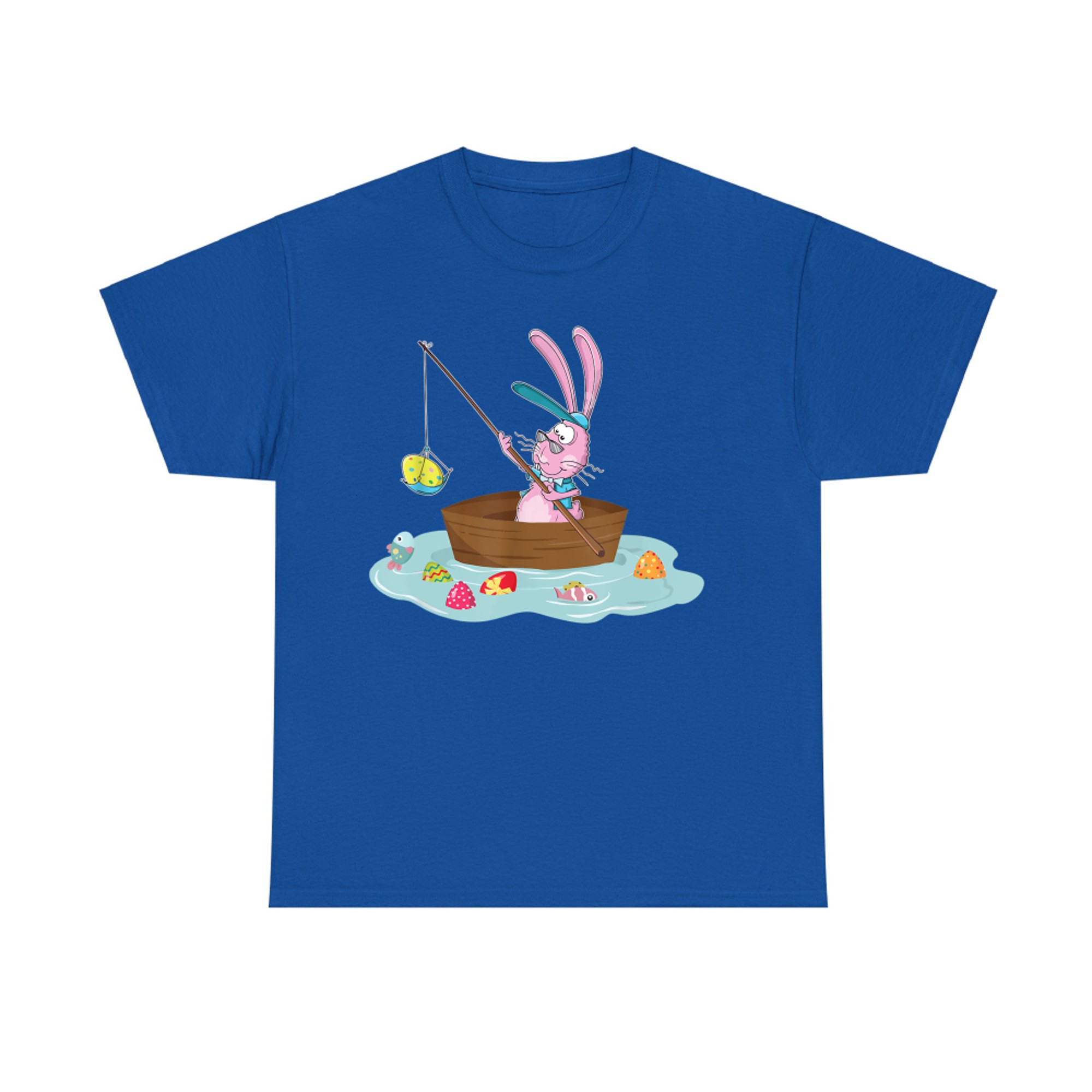 Funny Bunny Fishing Egg Hunting Easter Sunday T-Shirt