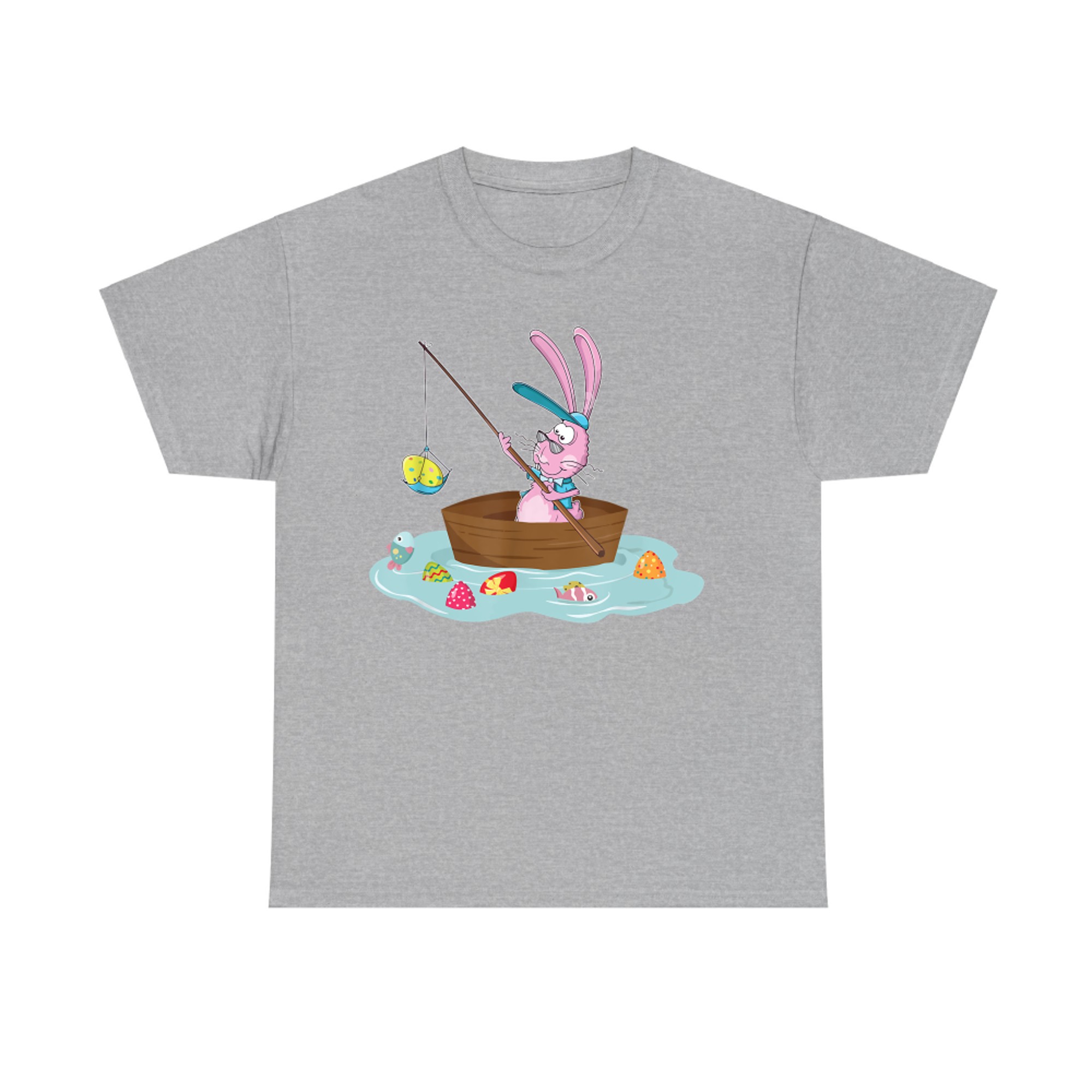 Funny Bunny Fishing Egg Hunting Easter Sunday T-Shirt