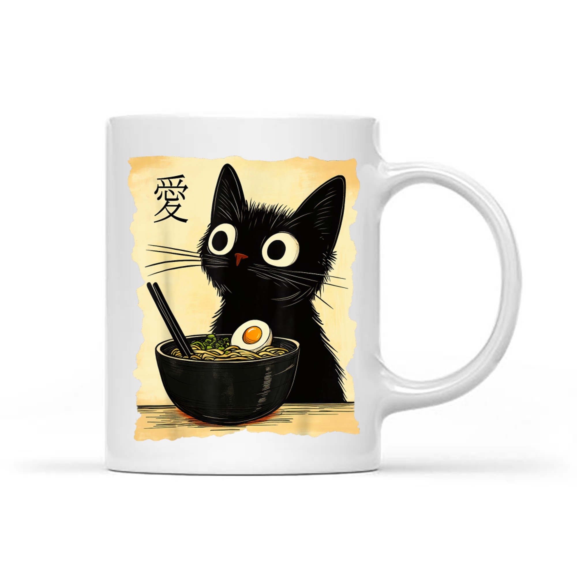 Funny Cat Ramen Japanese Kawaii Anime Cat Mug