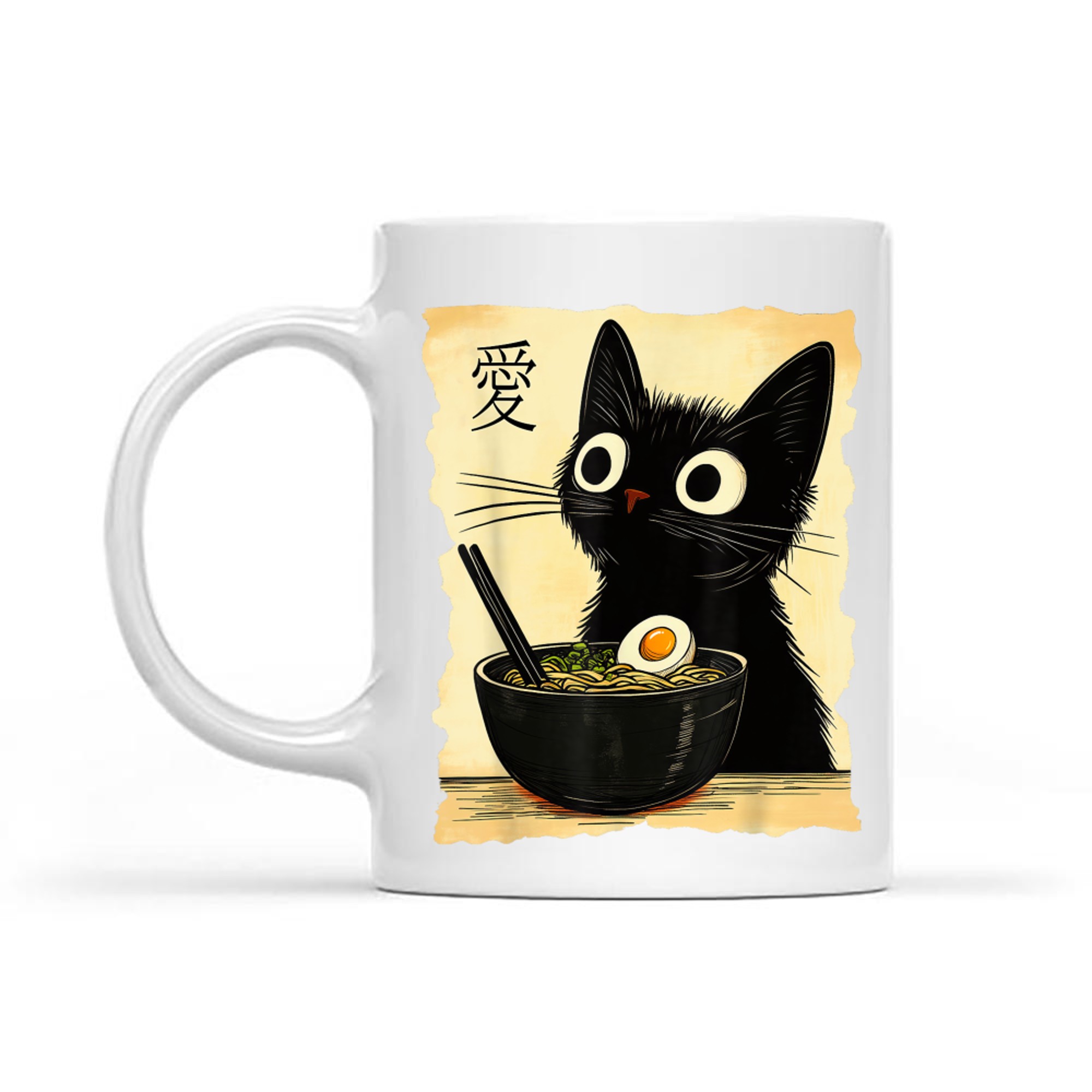 Funny Cat Ramen Japanese Kawaii Anime Cat Mug