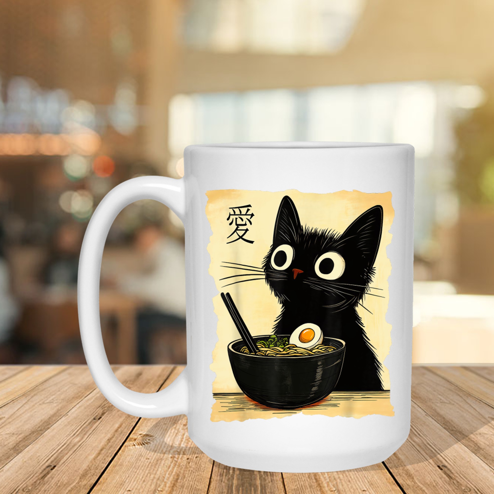 Funny Cat Ramen Japanese Kawaii Anime Cat Mug