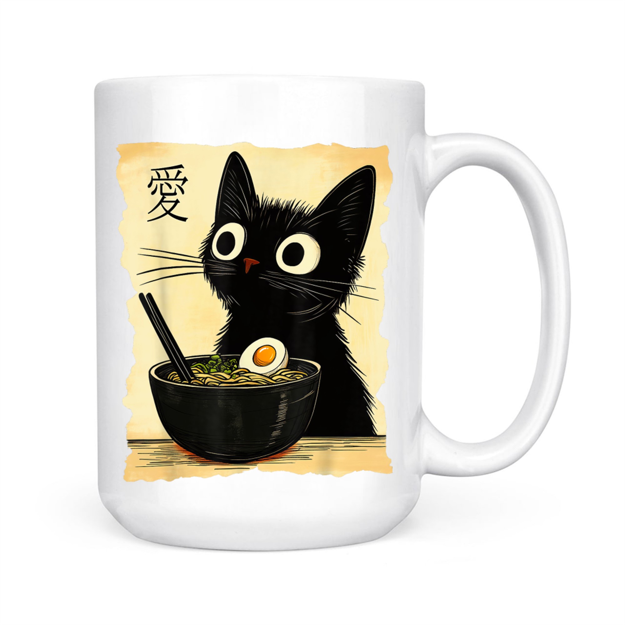 Funny Cat Ramen Japanese Kawaii Anime Cat Mug