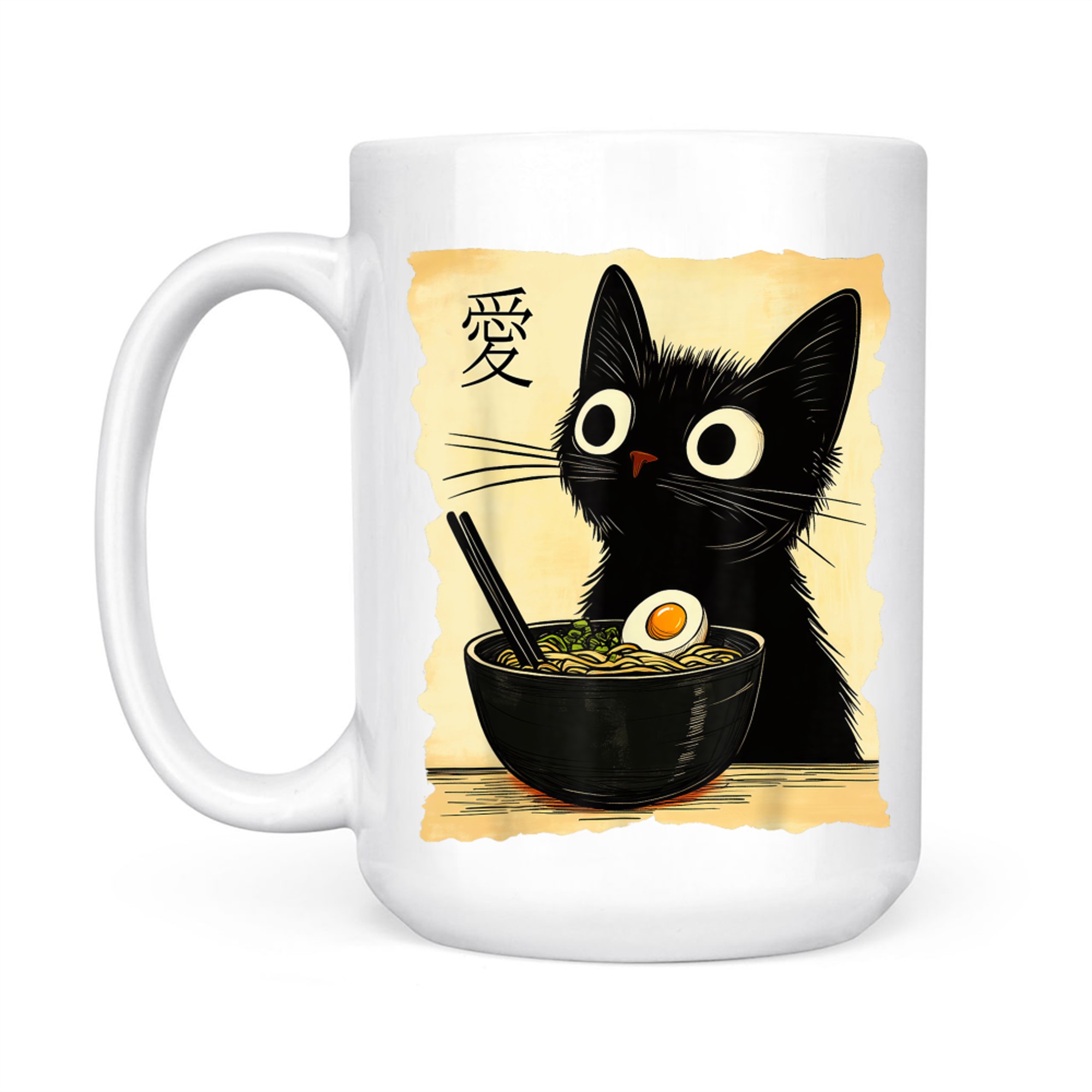 Funny Cat Ramen Japanese Kawaii Anime Cat Mug