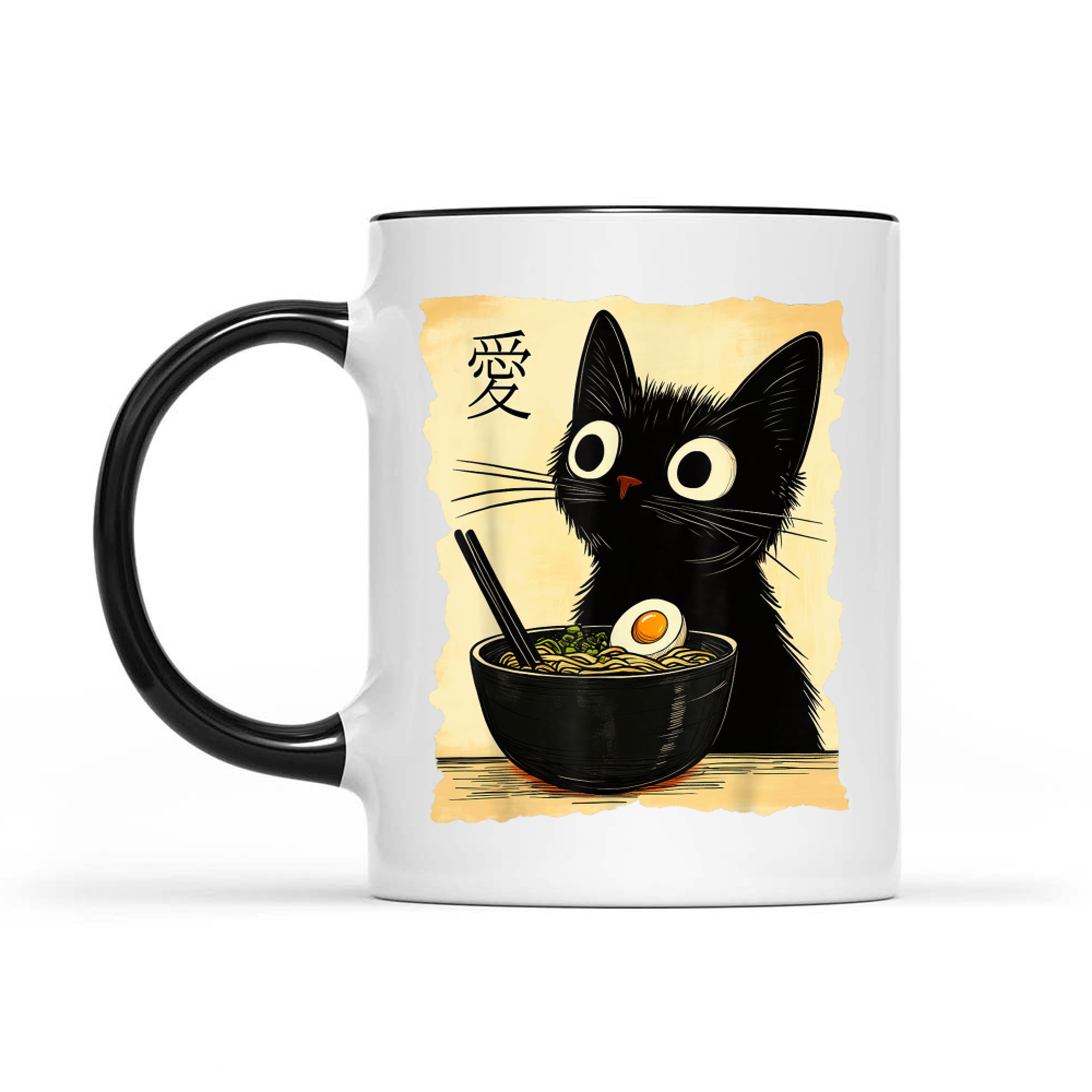 Funny Cat Ramen Japanese Kawaii Anime Cat Mug