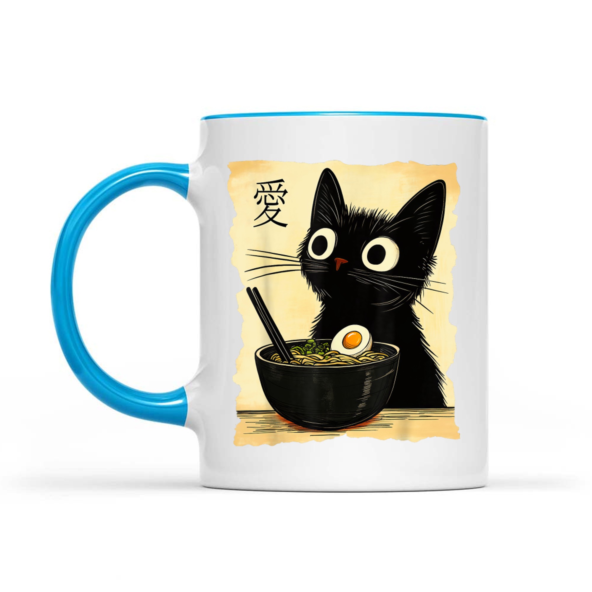 Funny Cat Ramen Japanese Kawaii Anime Cat Mug