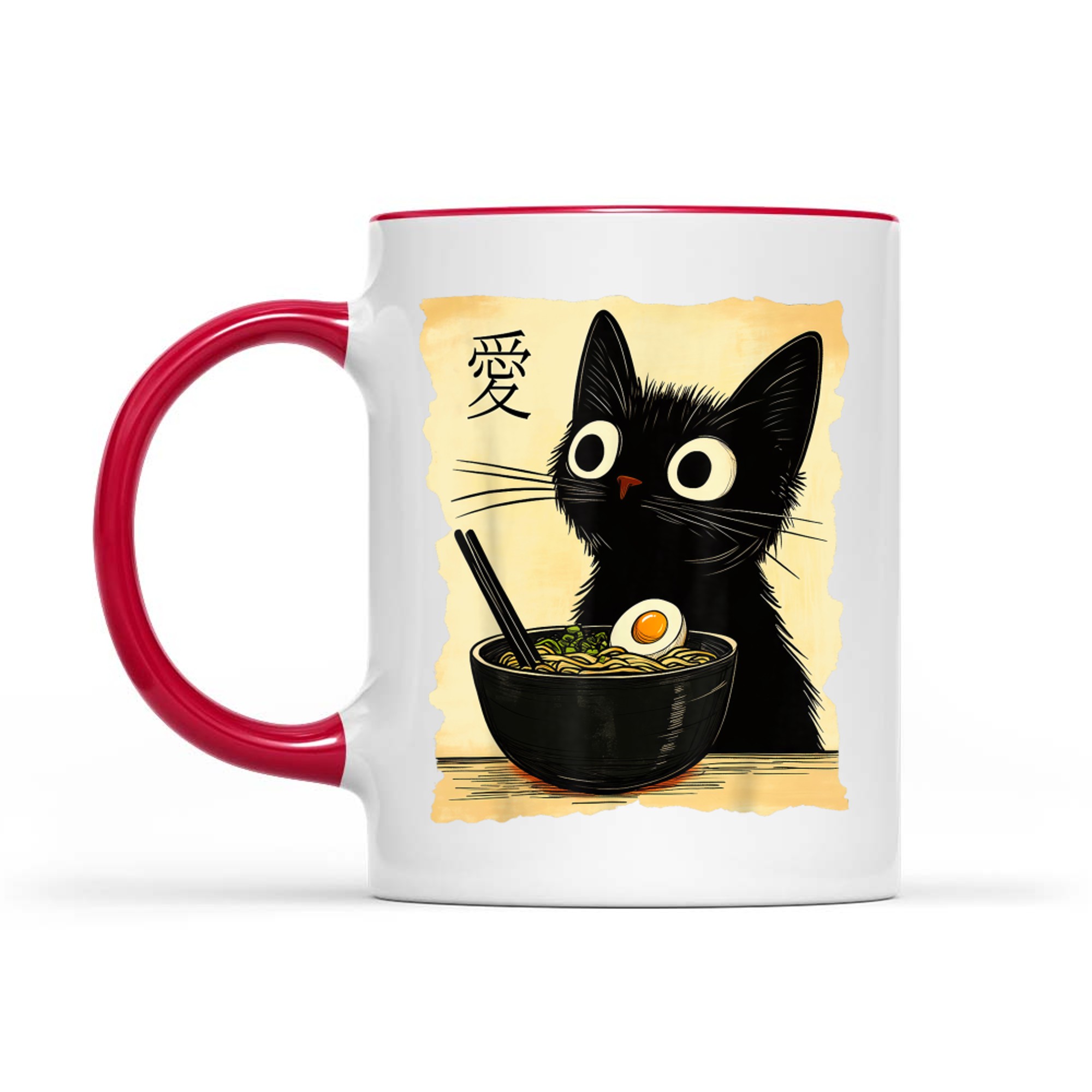 Funny Cat Ramen Japanese Kawaii Anime Cat Mug