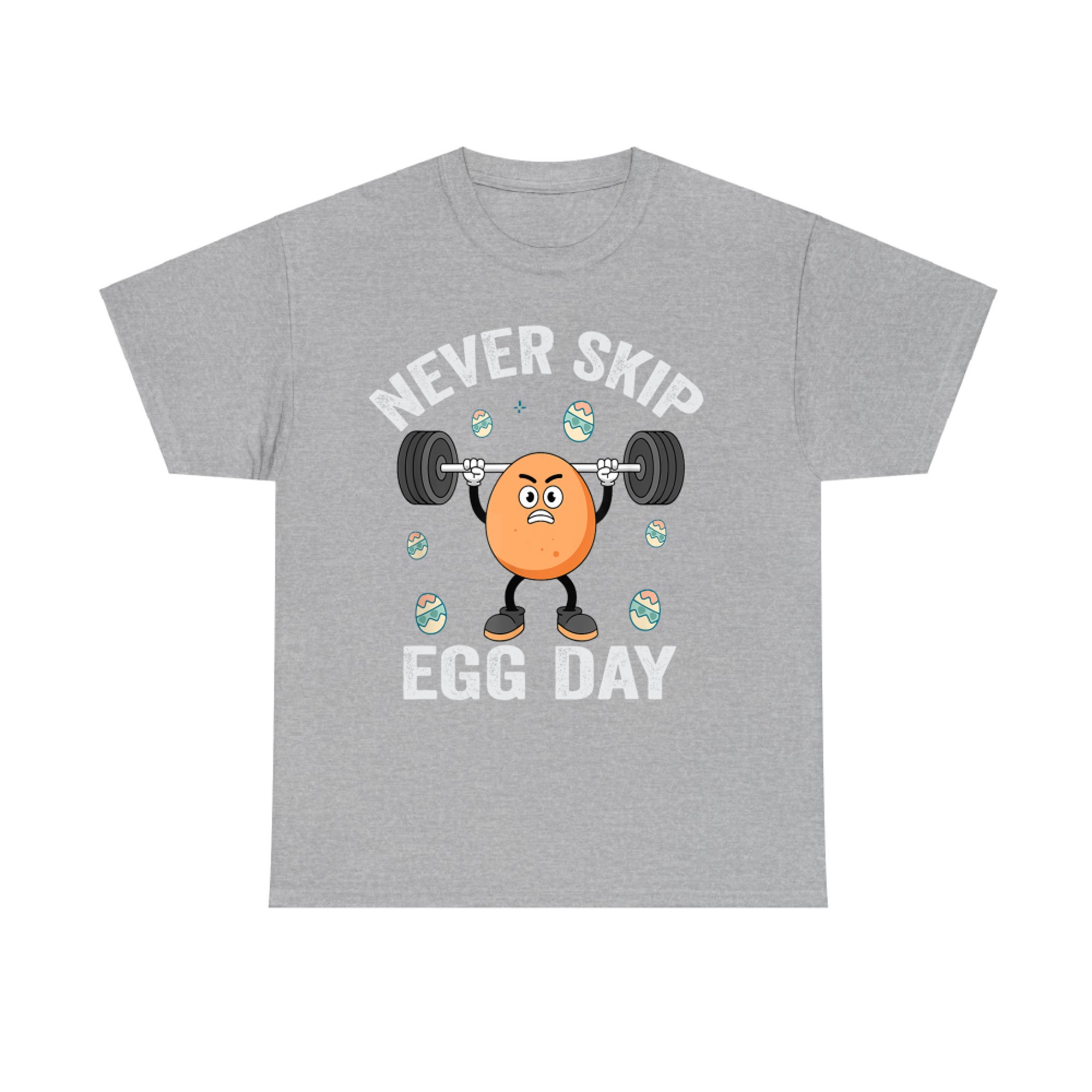 Funny Gym Easter Egg Weightlifting Cartoon Never Skip Egg Day Workout Humor T-Shirt