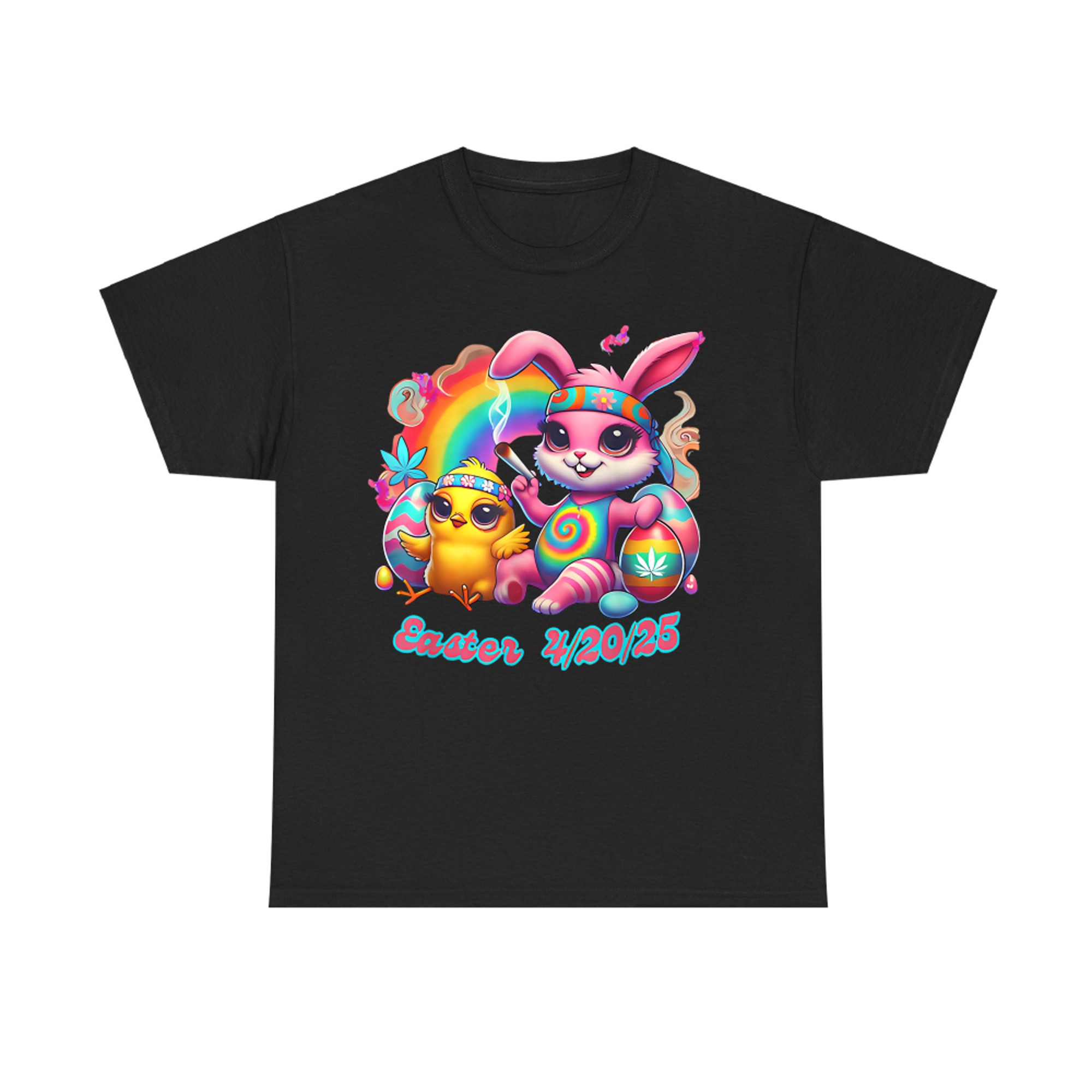 Funny Happy Easter Bunny Chick Smoking Weed T-Shirt