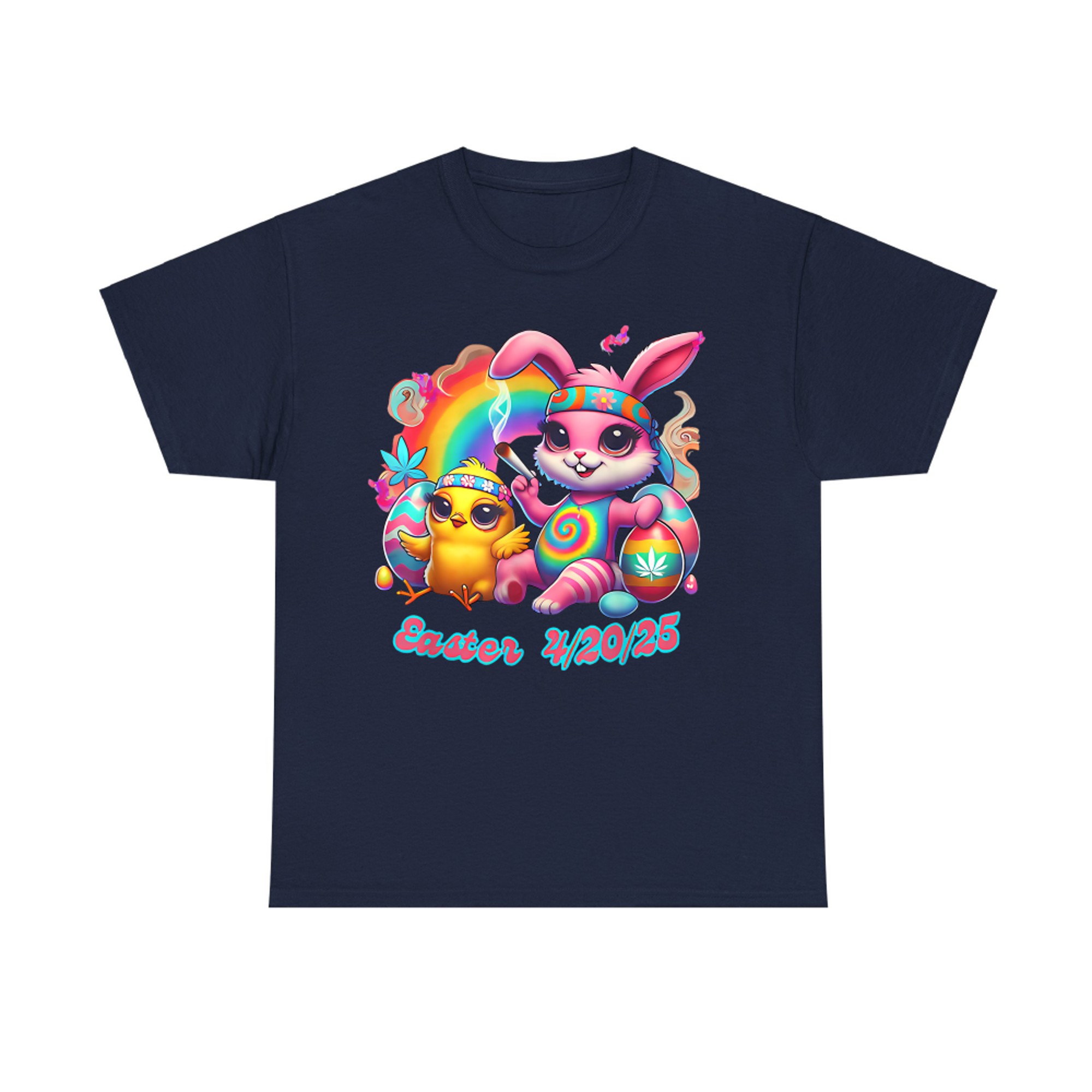 Funny Happy Easter Bunny Chick Smoking Weed T-Shirt