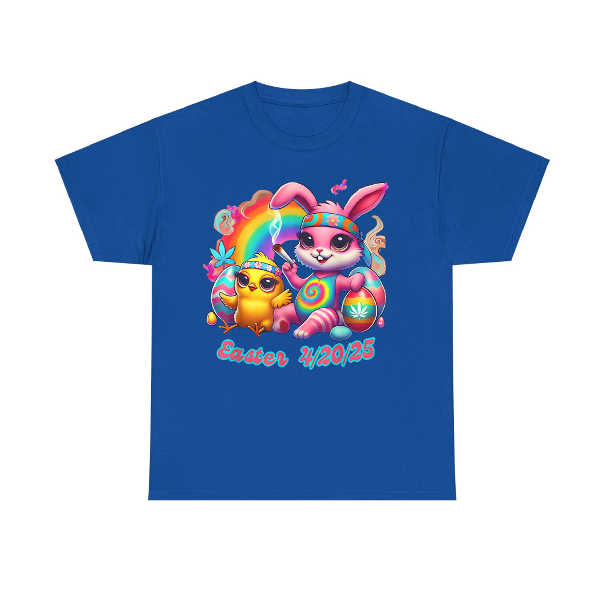 Funny Happy Easter Bunny Chick Smoking Weed T-Shirt
