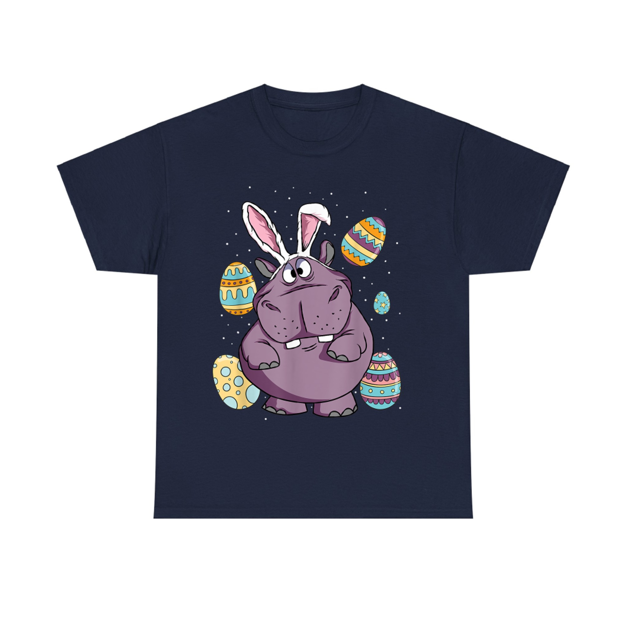 Funny Hippo Wearing Rabbit Bunny Ears Easter Sunday T-Shirt