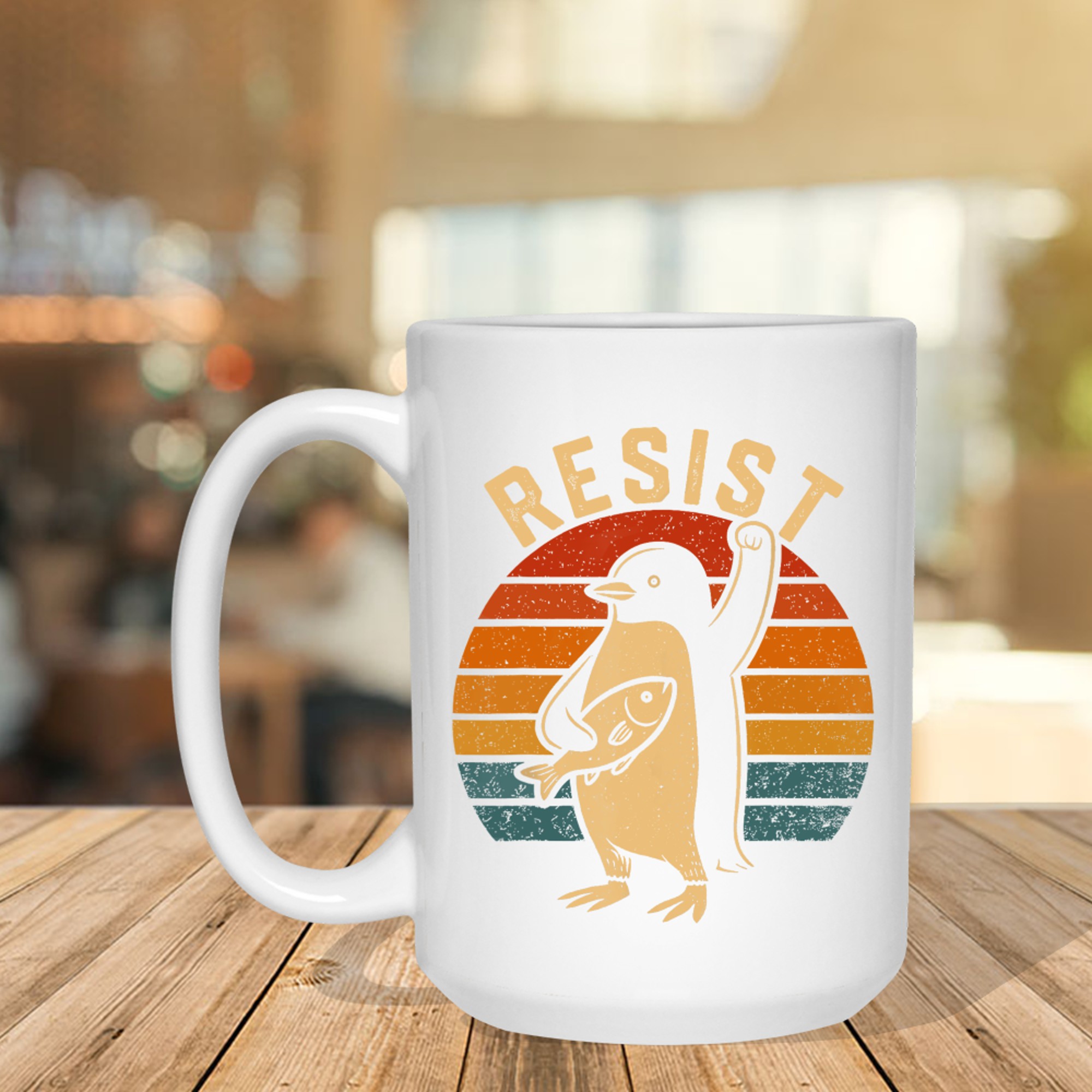 Funny Resist Penguins Protest Against Tariffs Mug