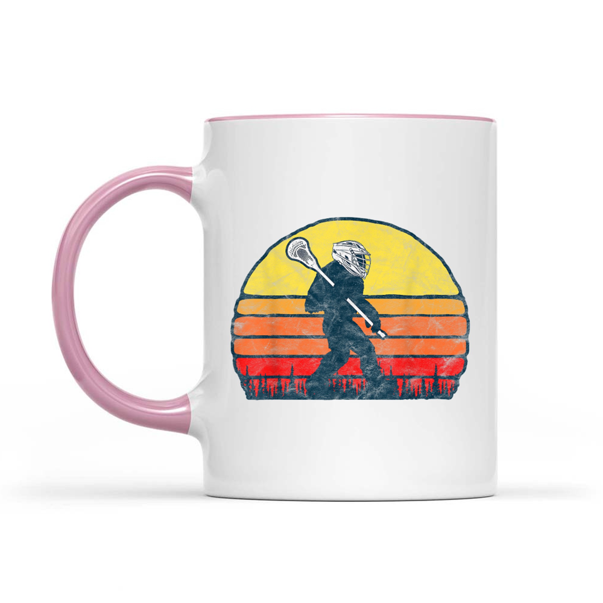 Funny Sasquatch Lax Bigfoot Lacrosse Vintage 80s Sunset Mug
