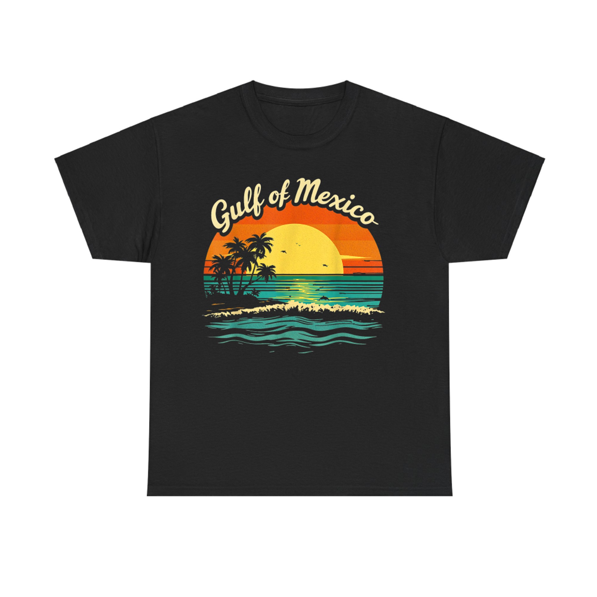 Gulf Of Mexico Beach Palms Summer Vacation Vintage Tropical Ocean Waves T-Shirt