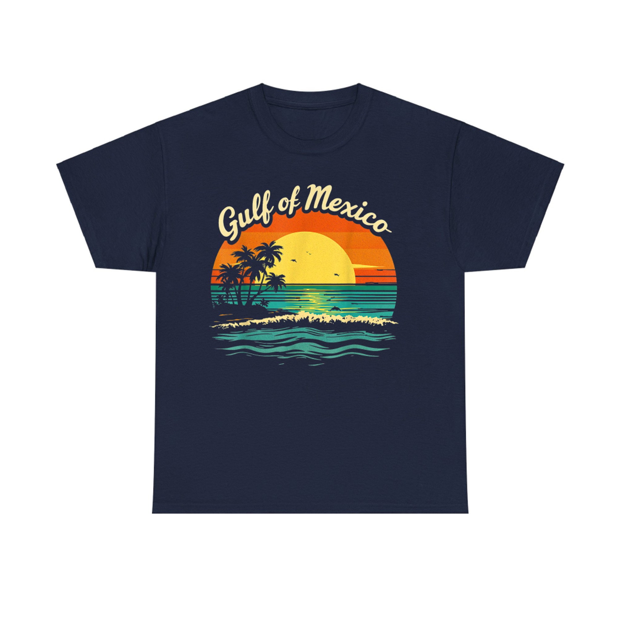 Gulf Of Mexico Beach Palms Summer Vacation Vintage Tropical Ocean Waves T-Shirt