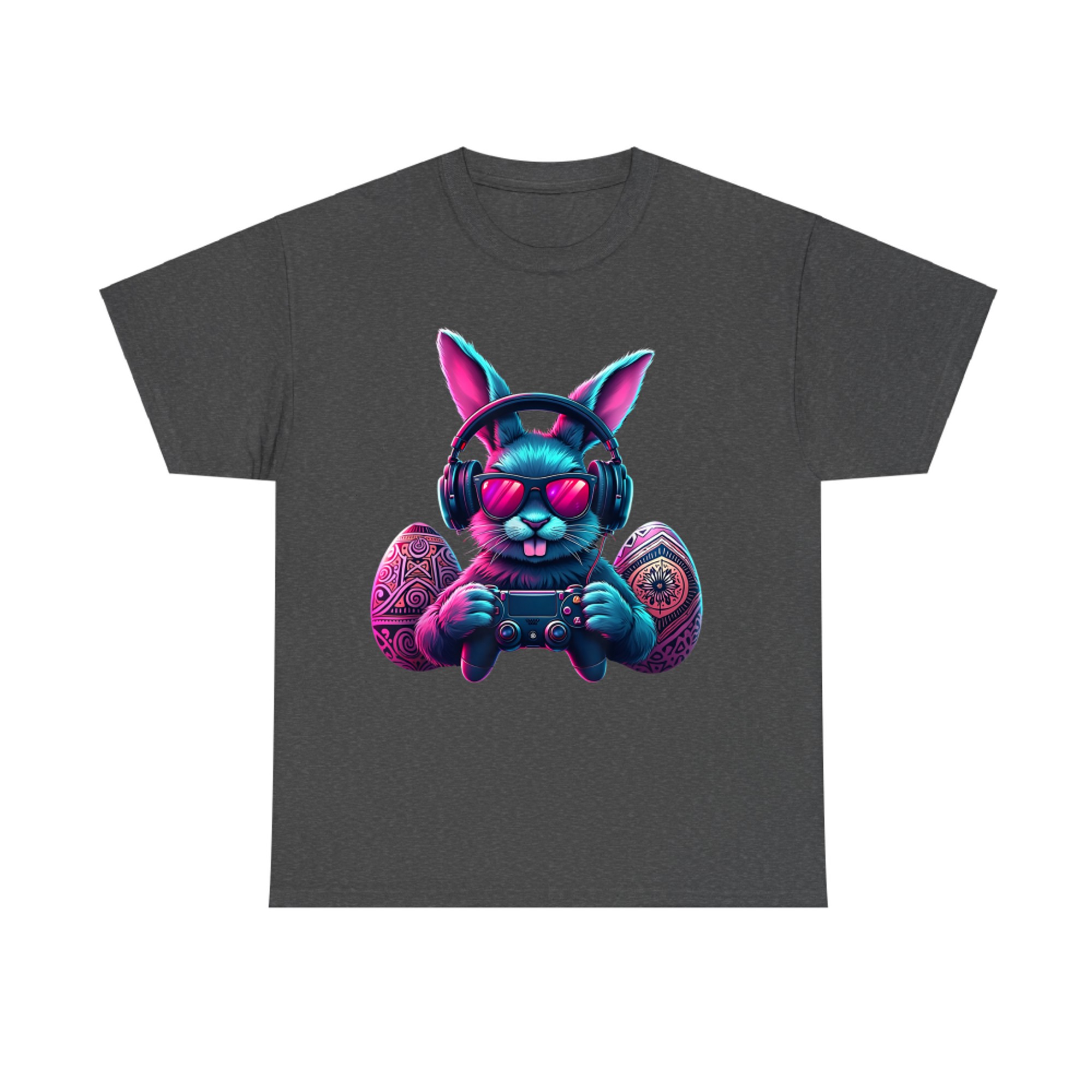 Happy Easter Day Bunny Egg Game Cool Neon Headphones Controller T-Shirt