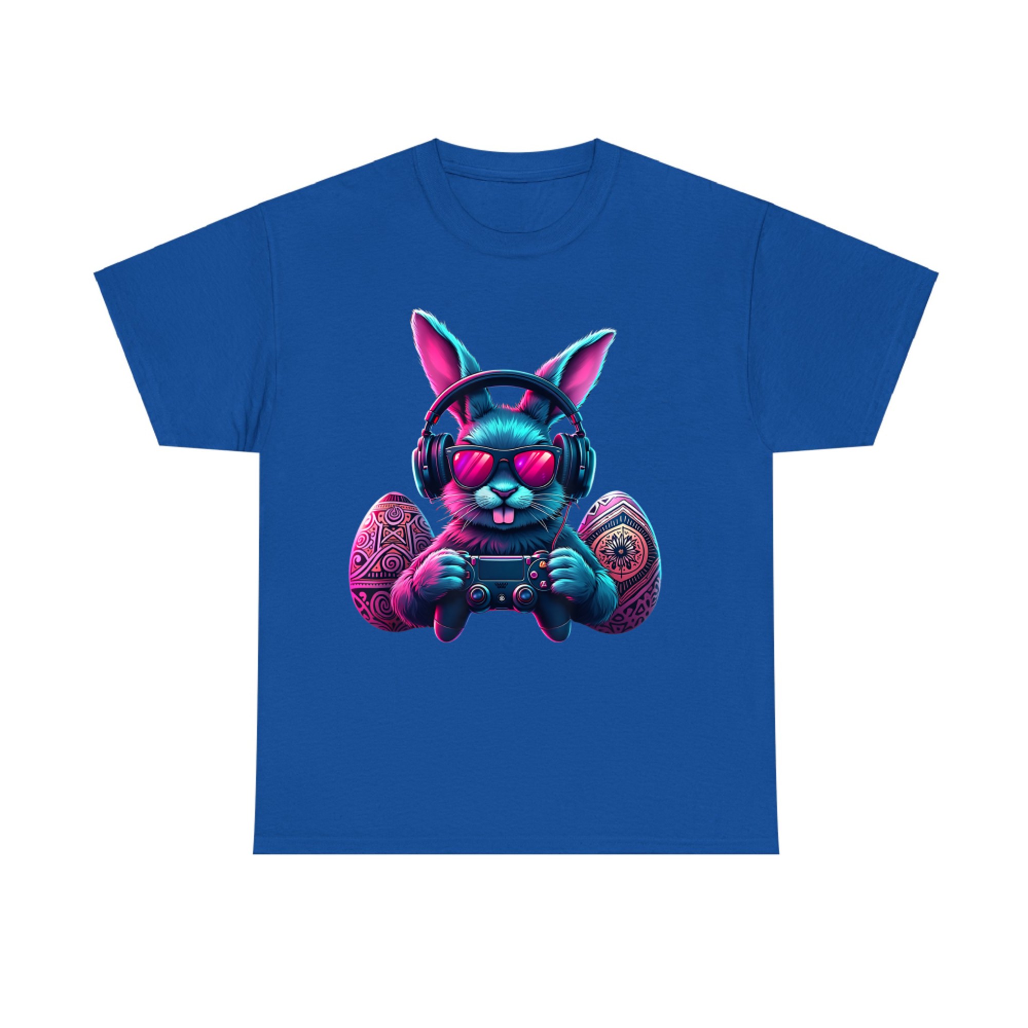 Happy Easter Day Bunny Egg Game Cool Neon Headphones Controller T-Shirt