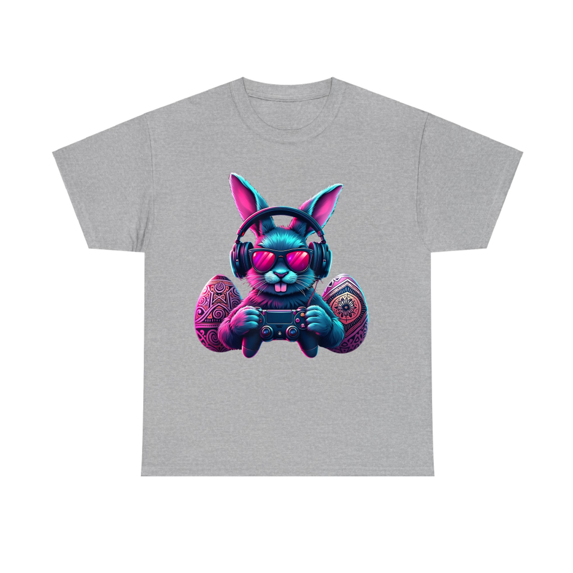 Happy Easter Day Bunny Egg Game Cool Neon Headphones Controller T-Shirt