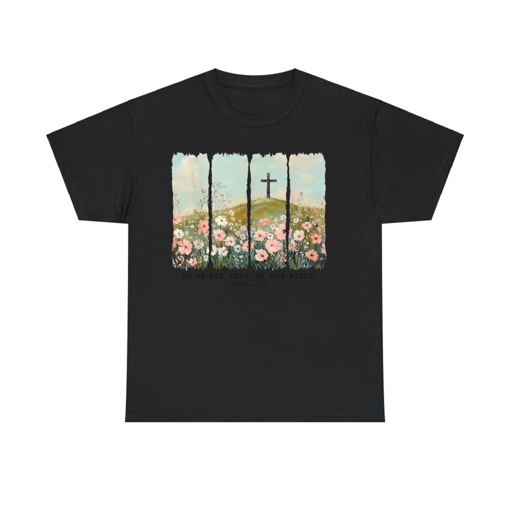 He Is Risen Christian Wildflower Happy Easter T-Shirt