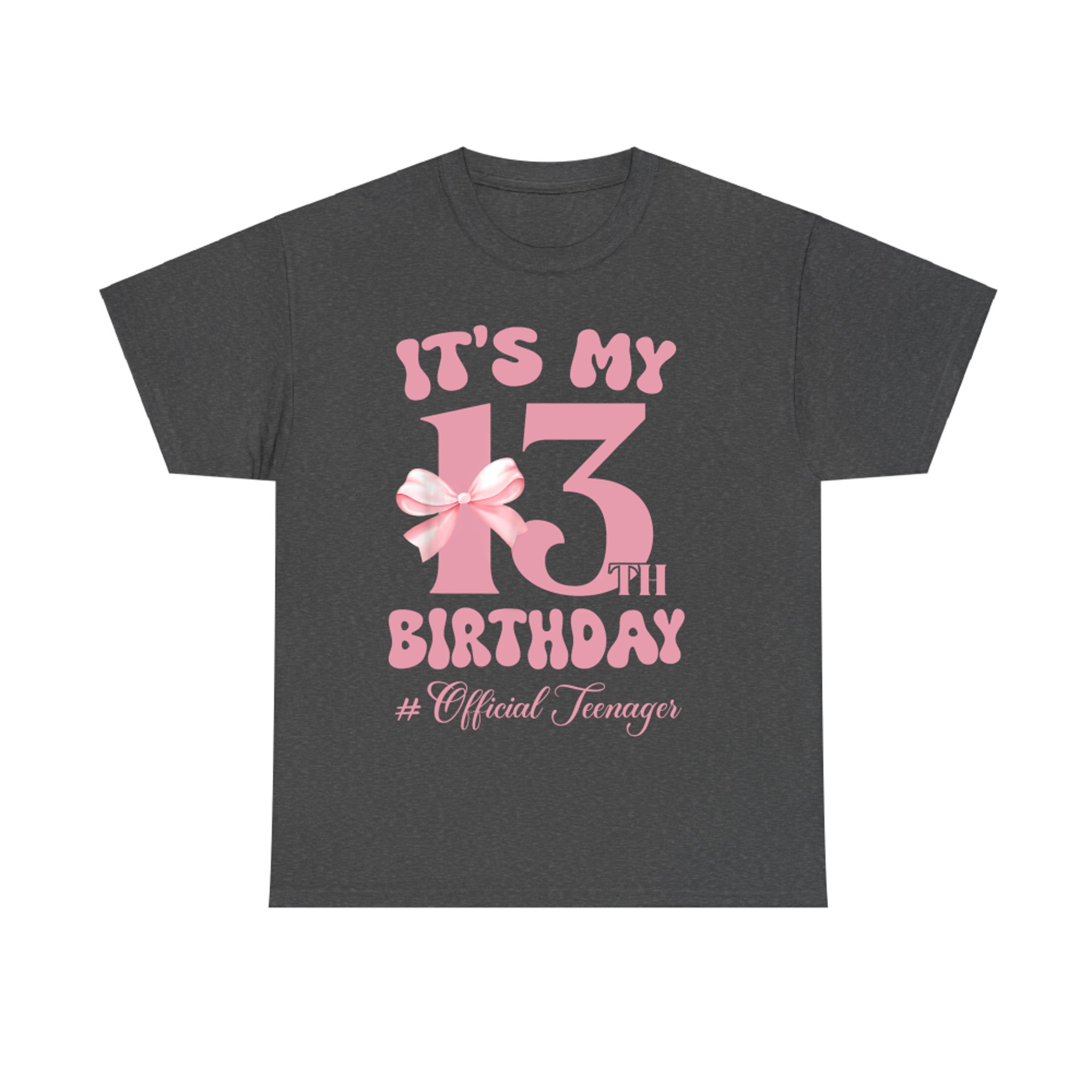 Its My 13th Birthday Girl Official Teenager Pink Bow T-Shirt