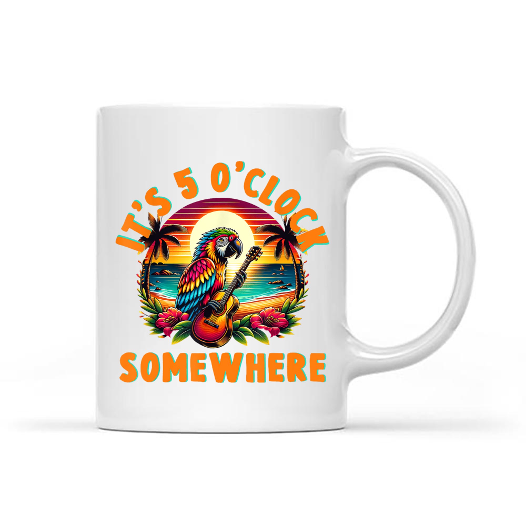 It's O'clock Somewhere Funny Summer Beach Vacation Parrot Mug