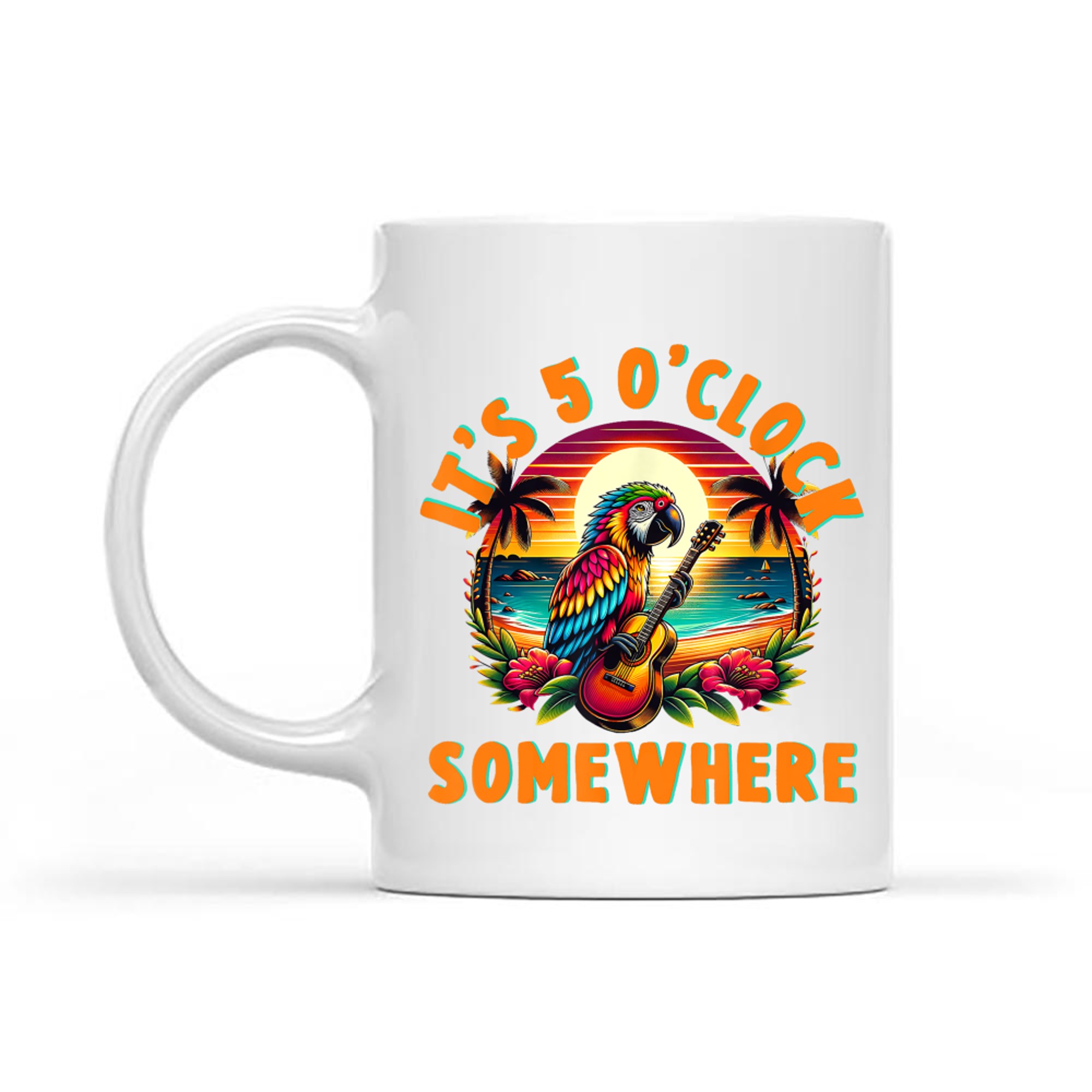 It's O'clock Somewhere Funny Summer Beach Vacation Parrot Mug