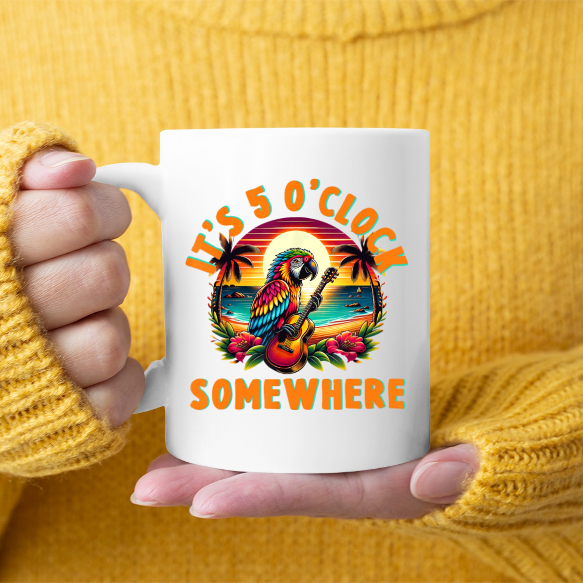 It's O'clock Somewhere Funny Summer Beach Vacation Parrot Mug