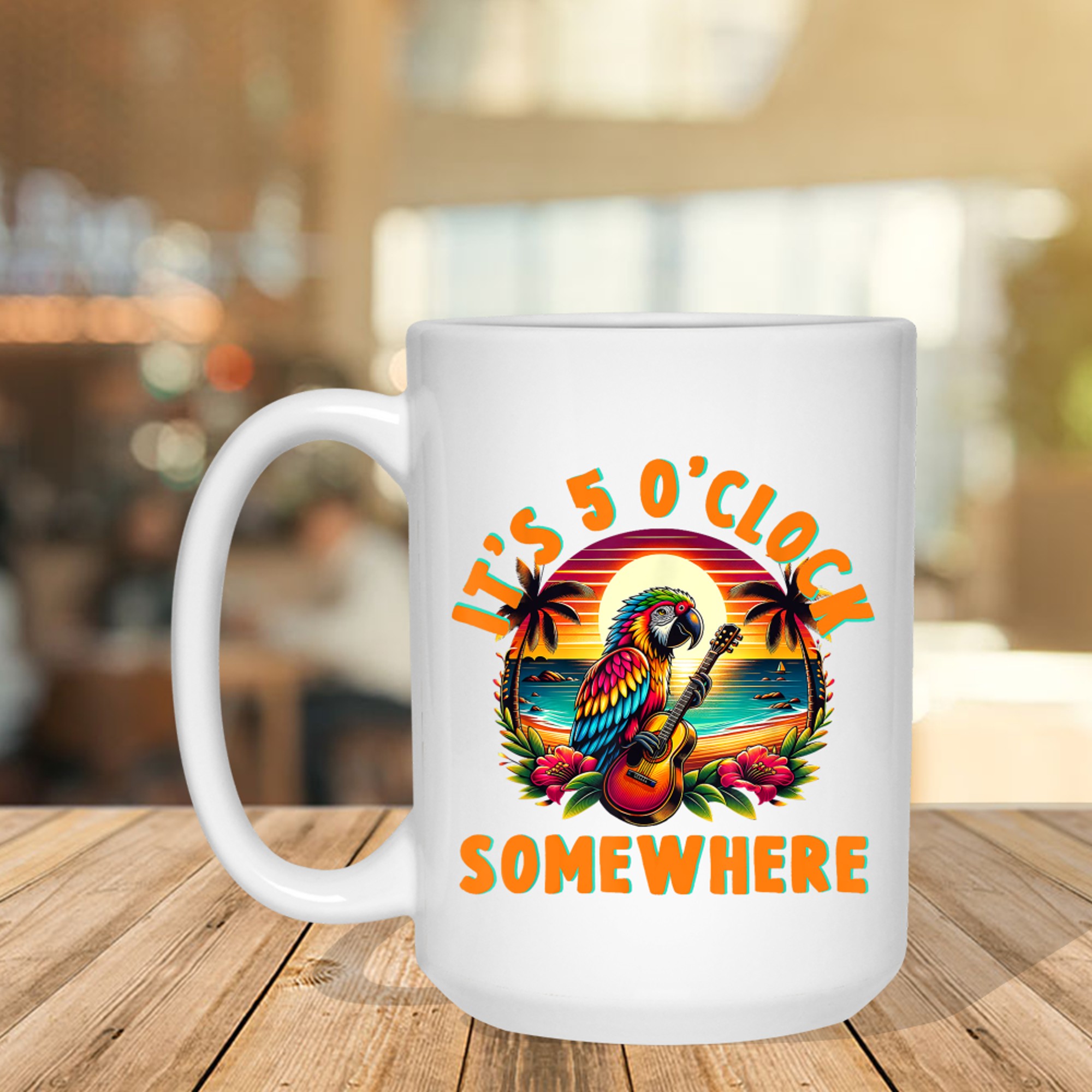It's O'clock Somewhere Funny Summer Beach Vacation Parrot Mug