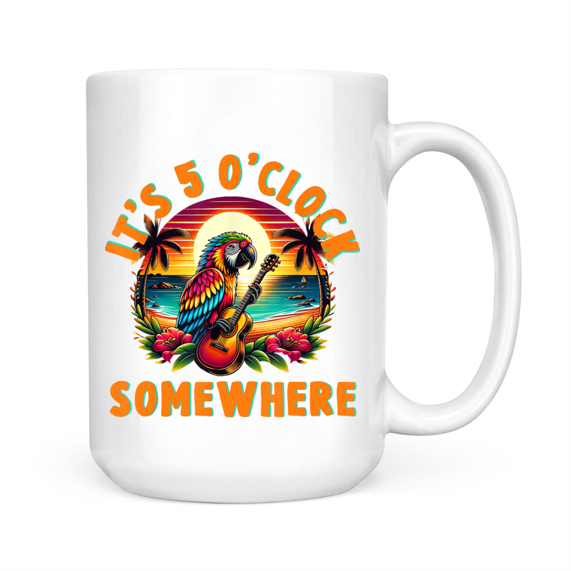 It's O'clock Somewhere Funny Summer Beach Vacation Parrot Mug