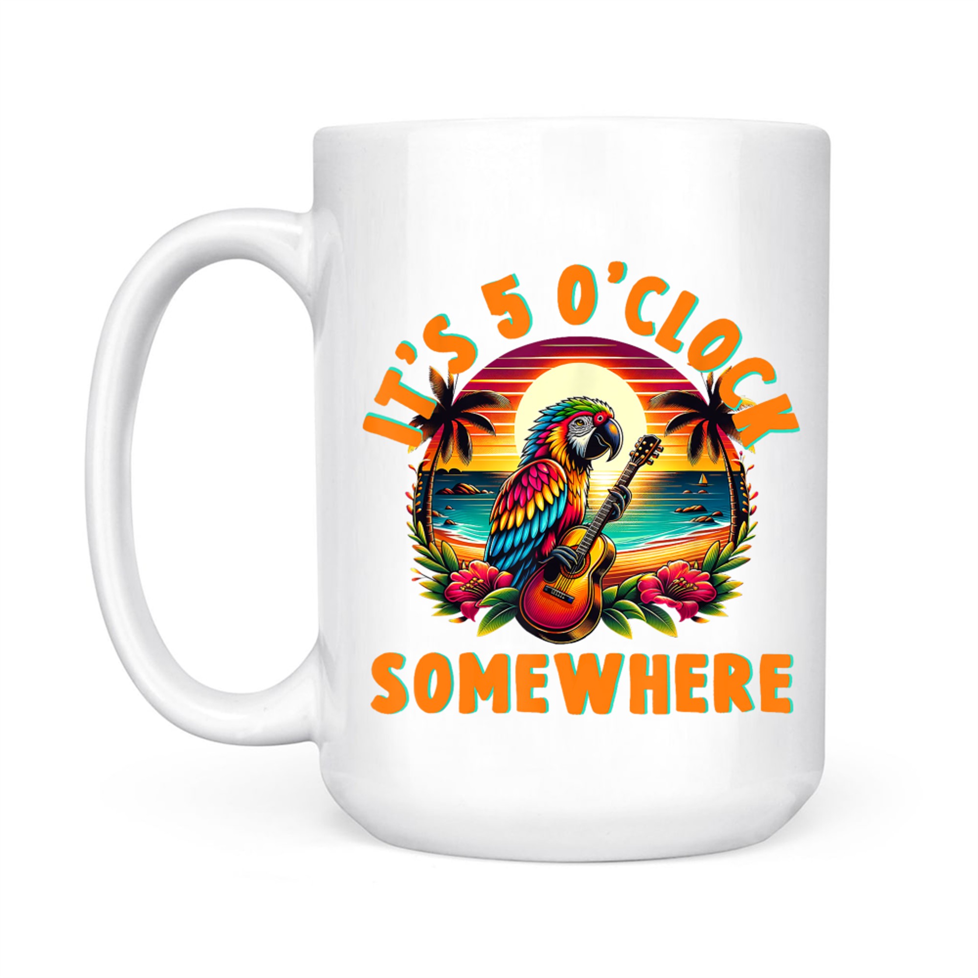 It's O'clock Somewhere Funny Summer Beach Vacation Parrot Mug
