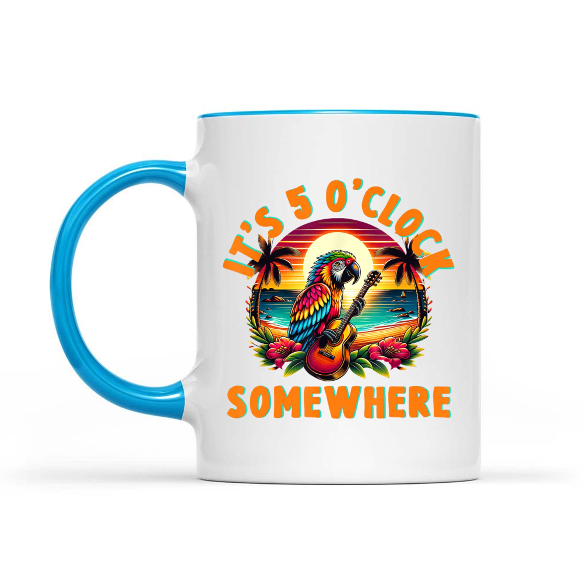 It's O'clock Somewhere Funny Summer Beach Vacation Parrot Mug