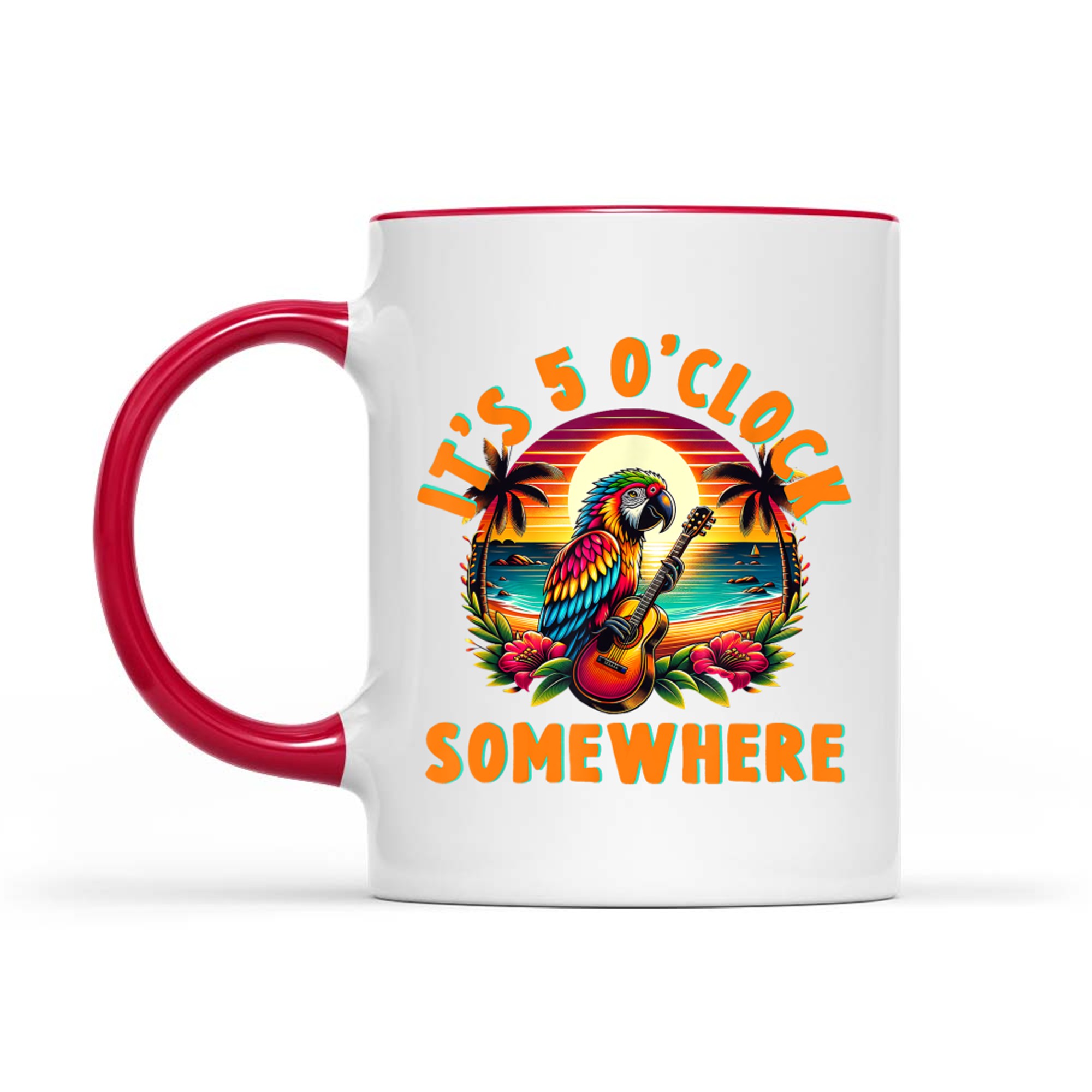 It's O'clock Somewhere Funny Summer Beach Vacation Parrot Mug