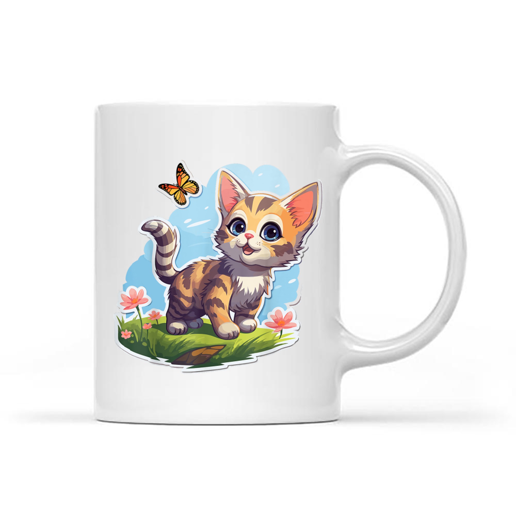 Kitten with Blue Eyes and Butterfly Perfect Summer Mug