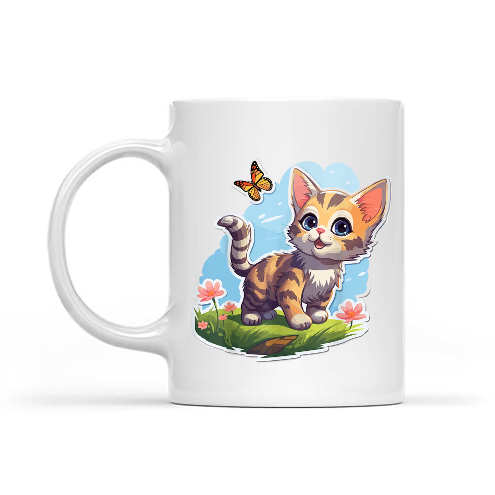 Kitten with Blue Eyes and Butterfly Perfect Summer Mug