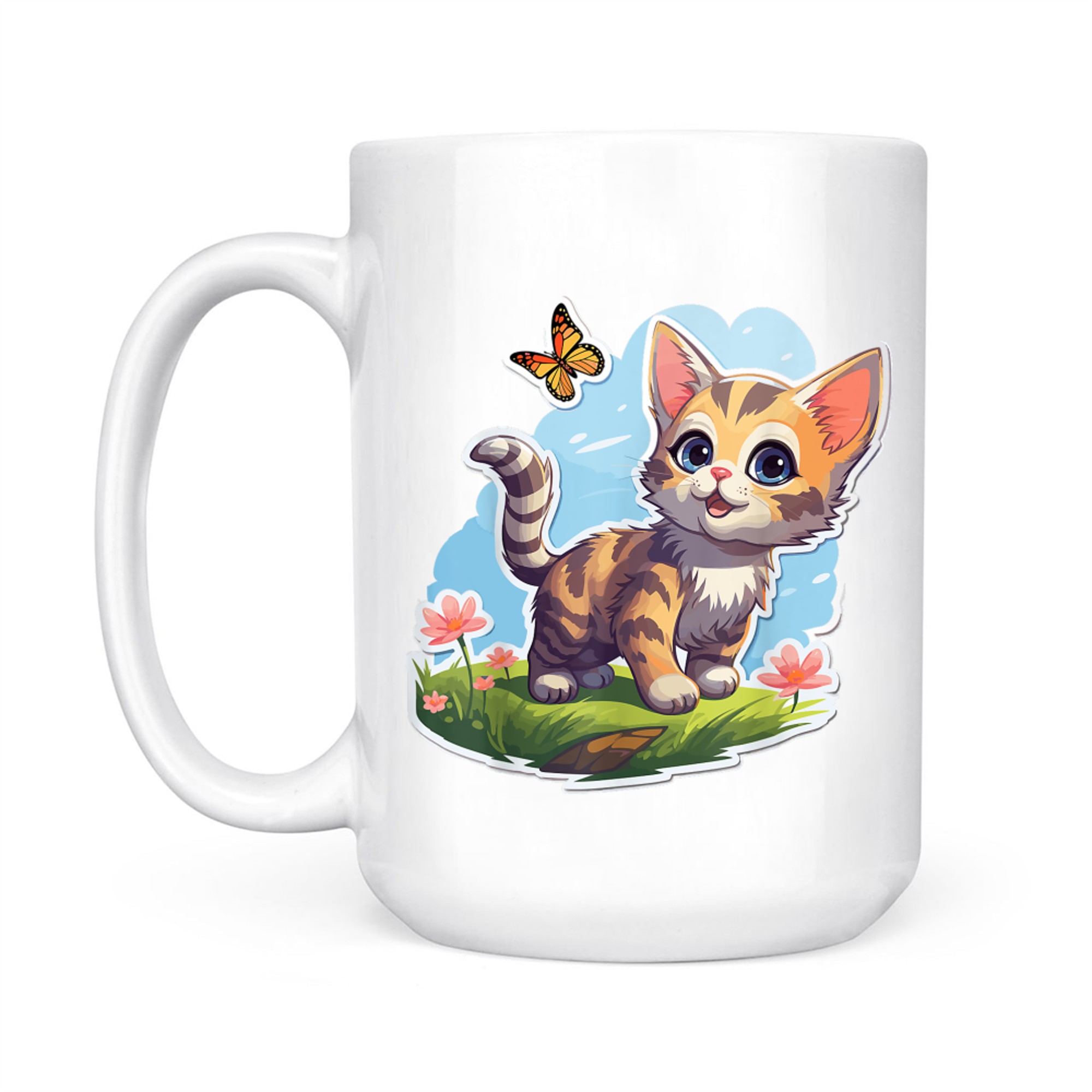Kitten with Blue Eyes and Butterfly Perfect Summer Mug