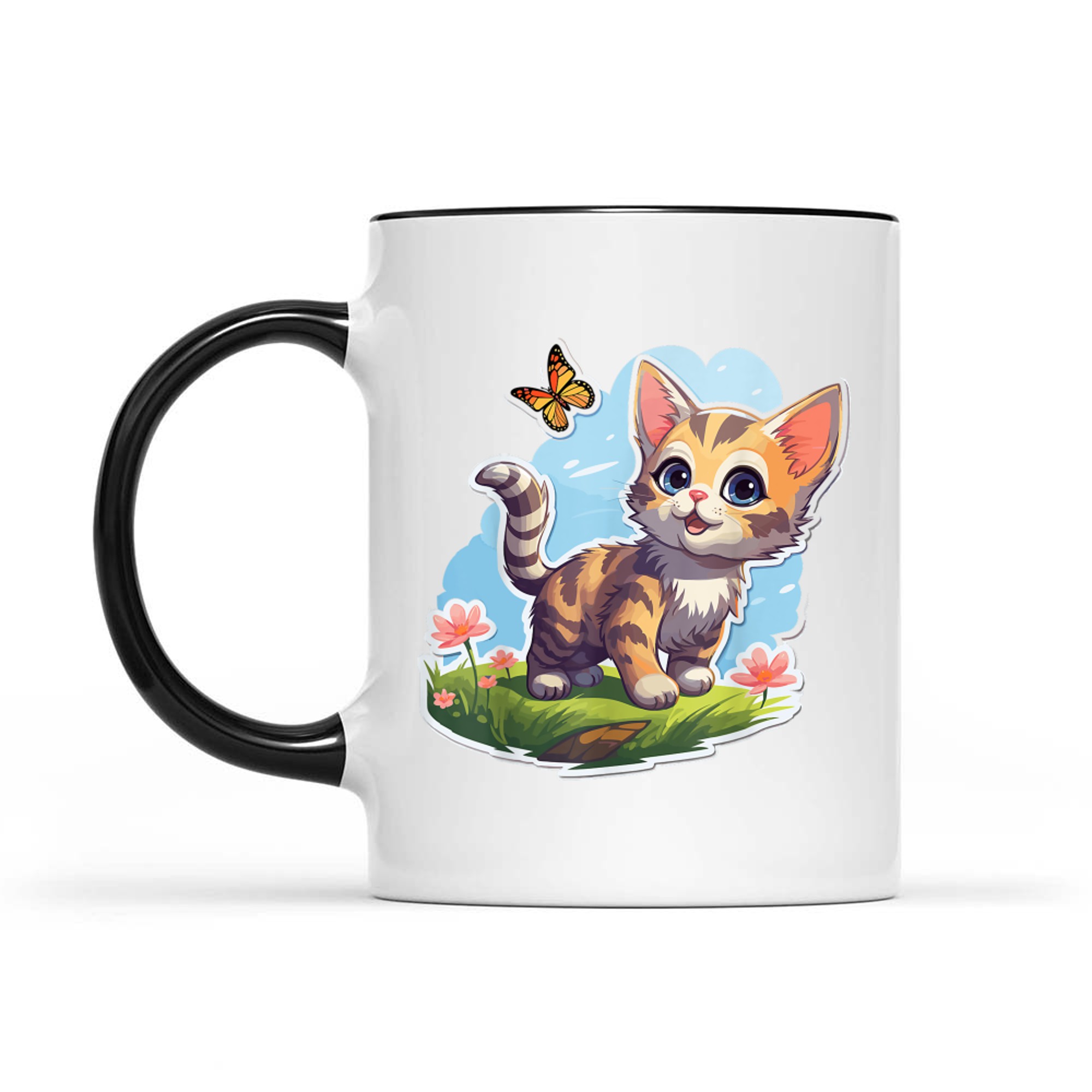 Kitten with Blue Eyes and Butterfly Perfect Summer Mug