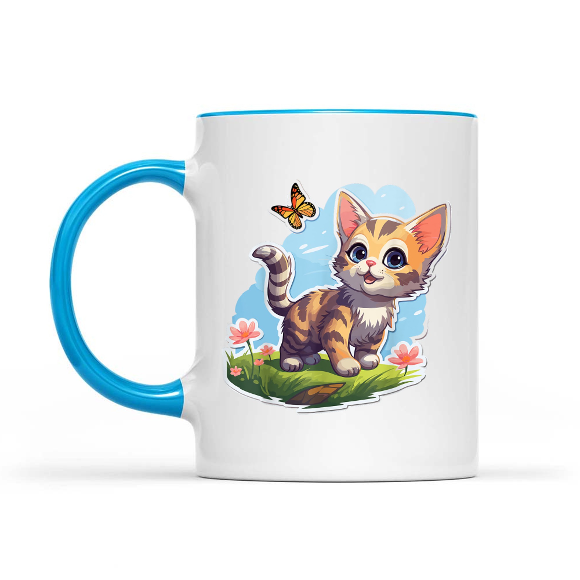 Kitten with Blue Eyes and Butterfly Perfect Summer Mug
