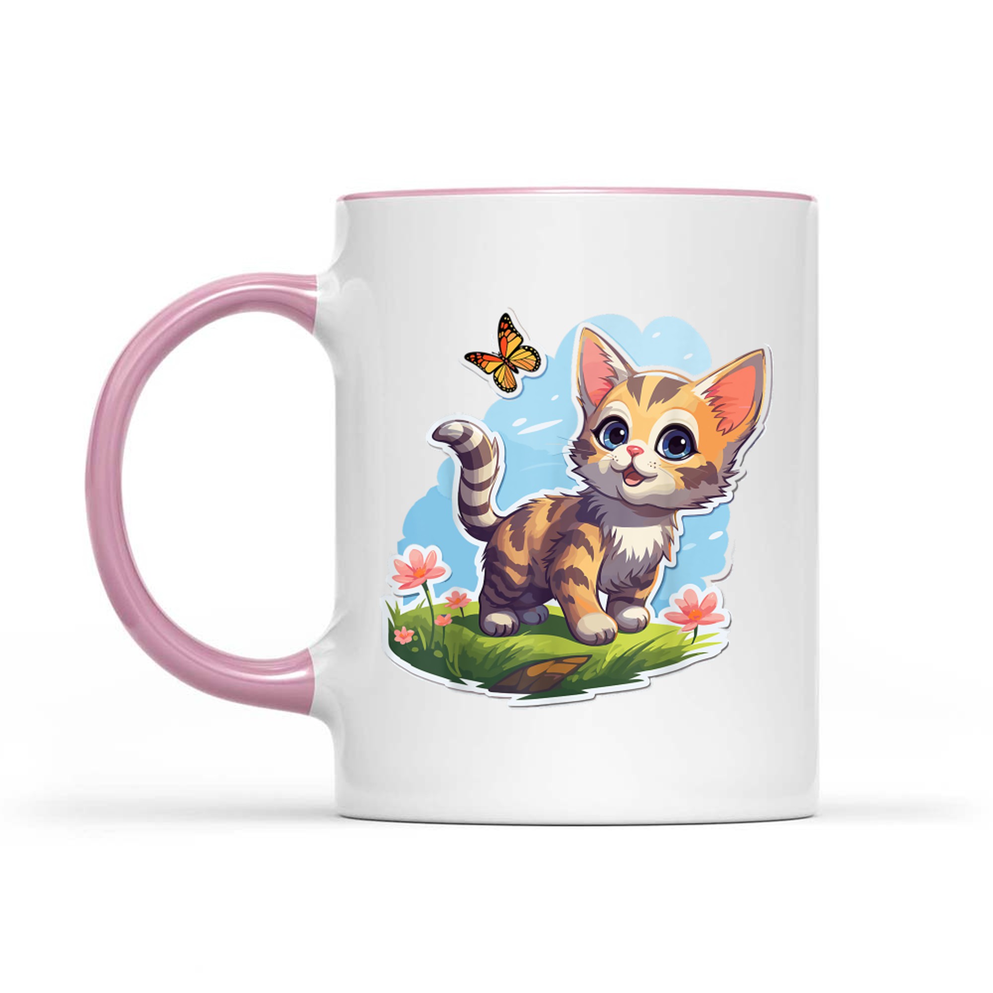 Kitten with Blue Eyes and Butterfly Perfect Summer Mug