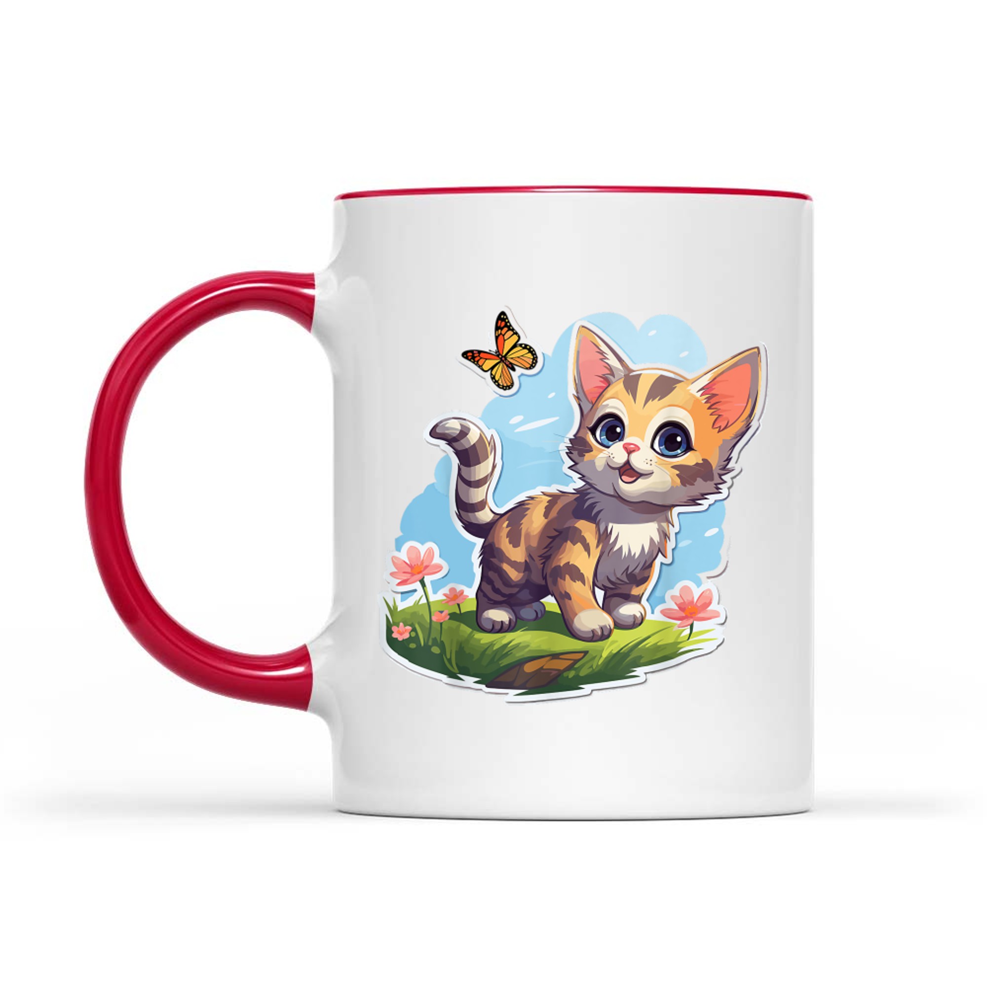 Kitten with Blue Eyes and Butterfly Perfect Summer Mug